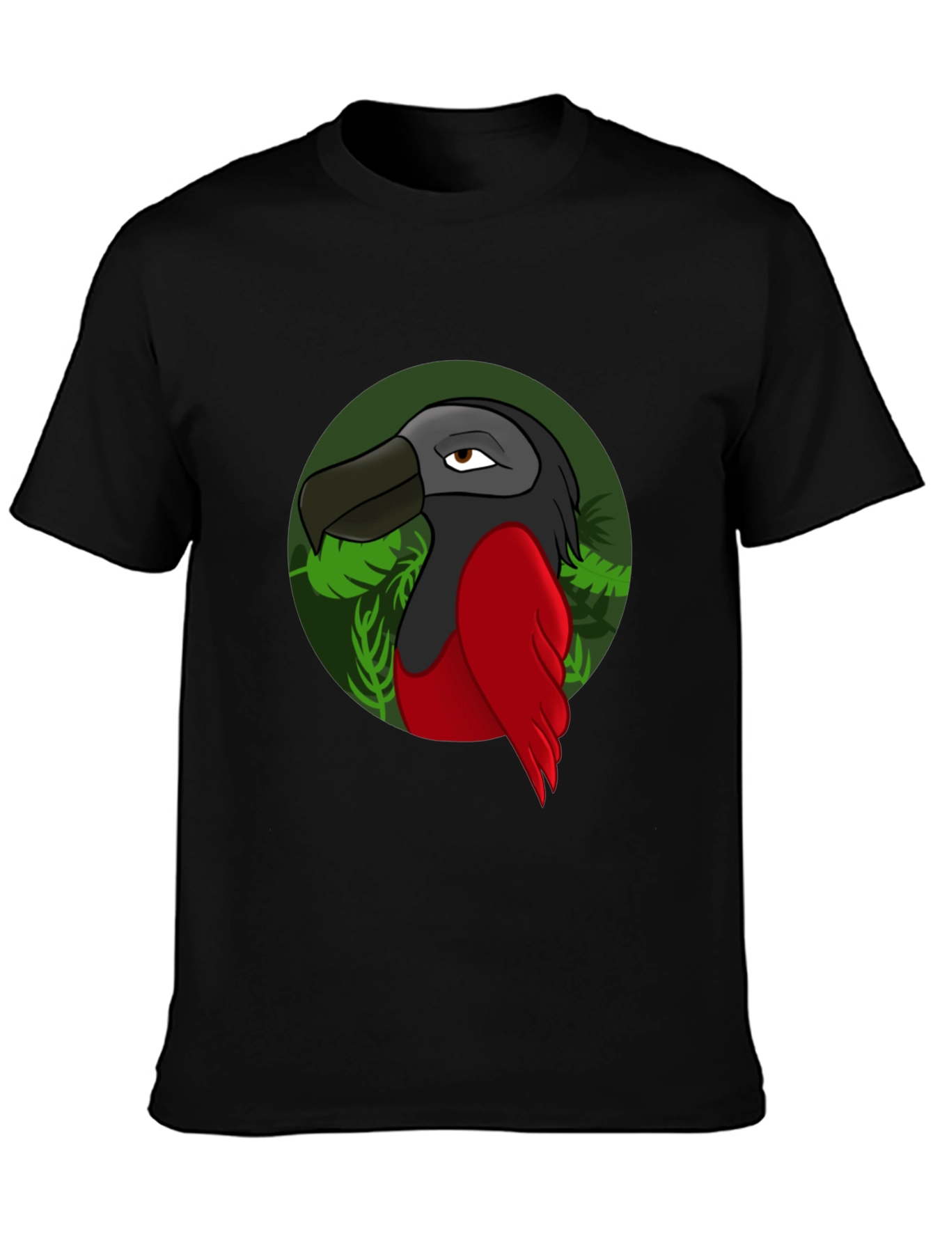 Cartoon Bird Graphic T-Shirt - Black