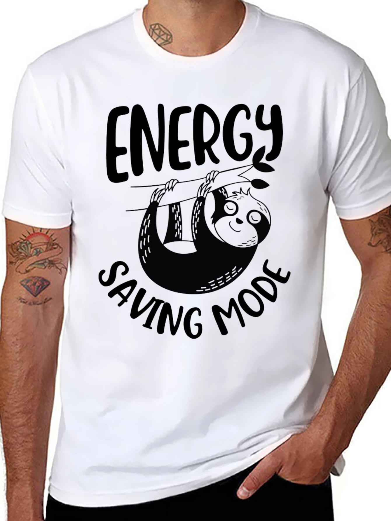 Energy Saving Mode Sloth Graphic T-Shirt