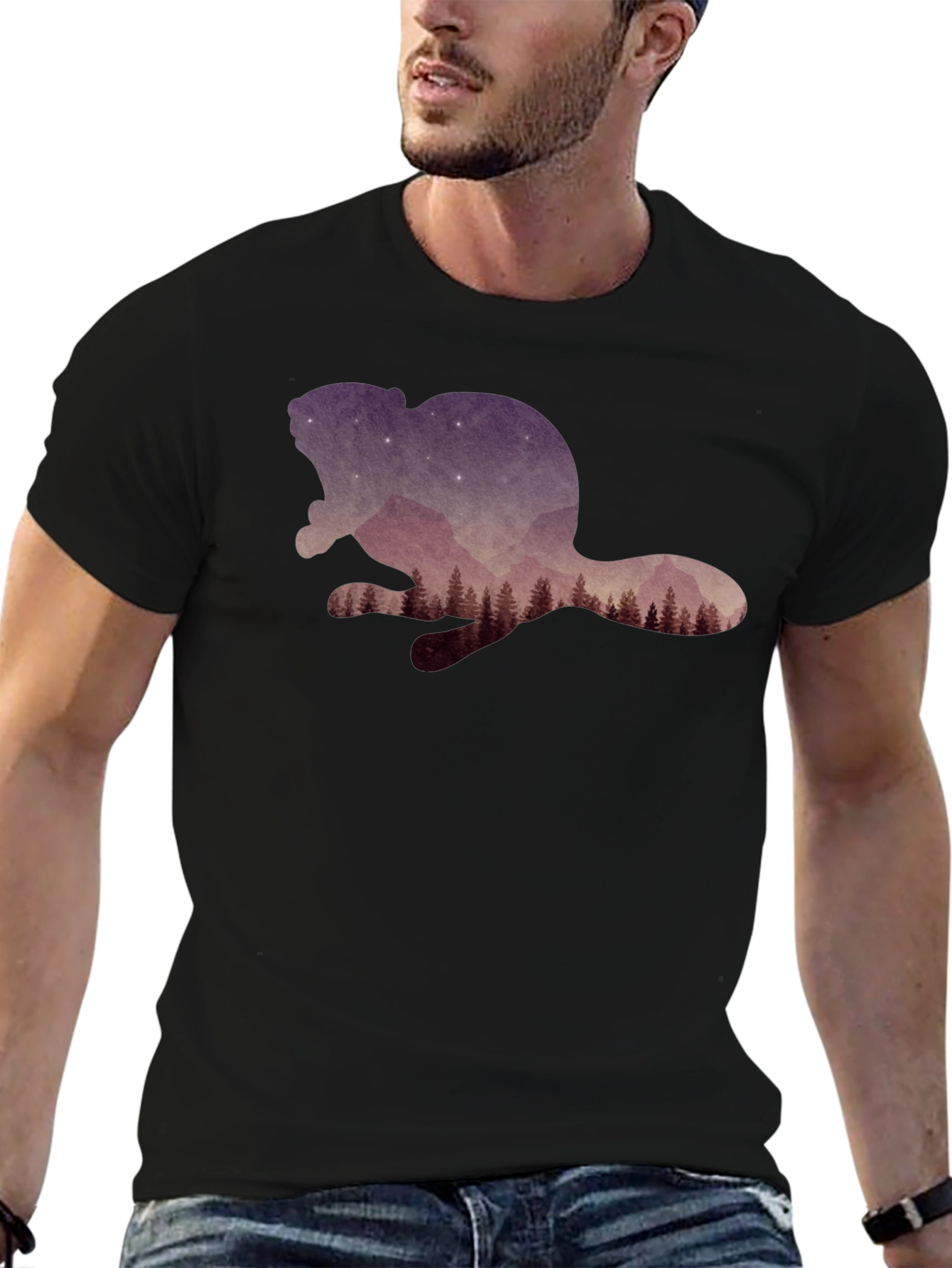 Beaver Silhouette Graphic T-Shirt