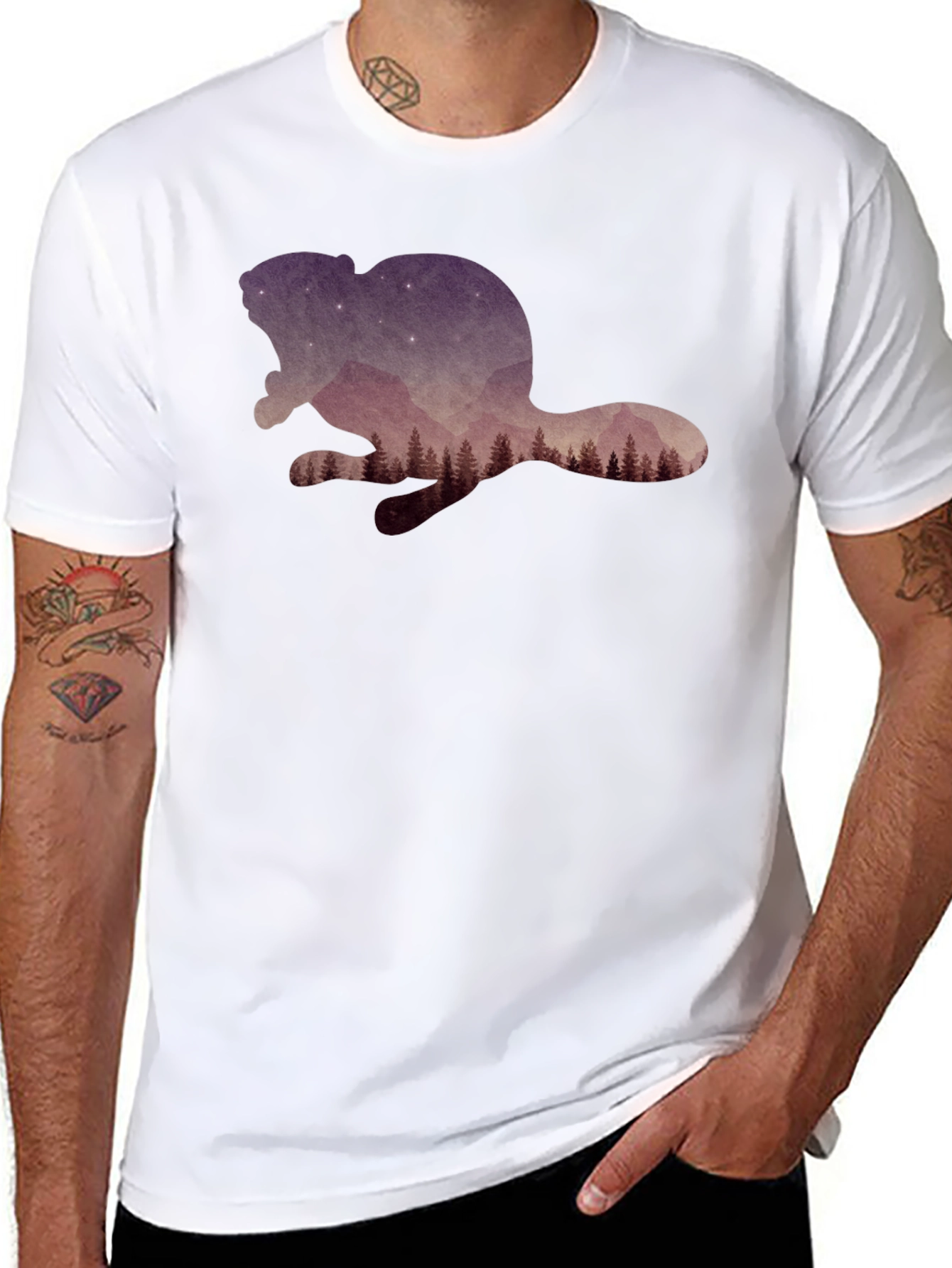 Beaver Silhouette Graphic T-Shirt