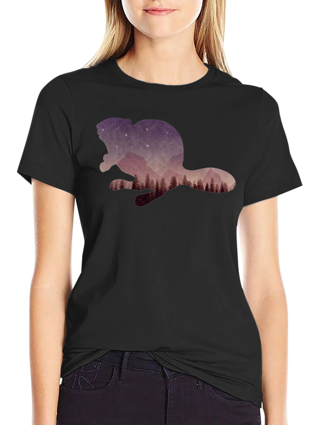 Beaver Silhouette Graphic T-Shirt