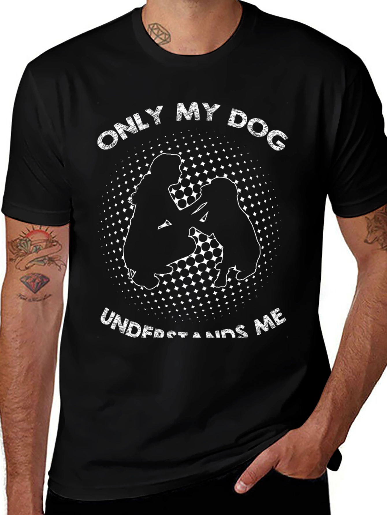 Only My Dog Understands Me Black T-Shirt