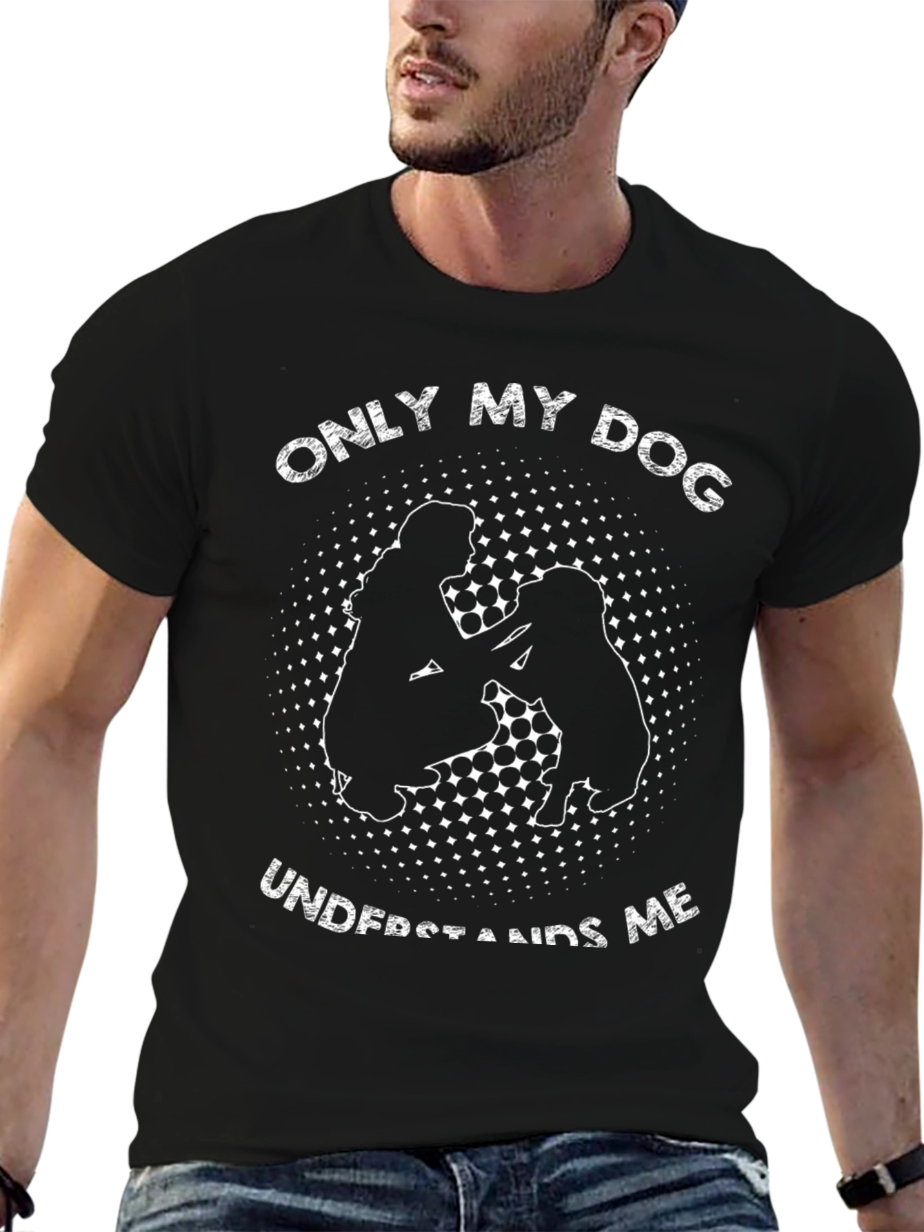 Only My Dog Understands Me Black T-Shirt