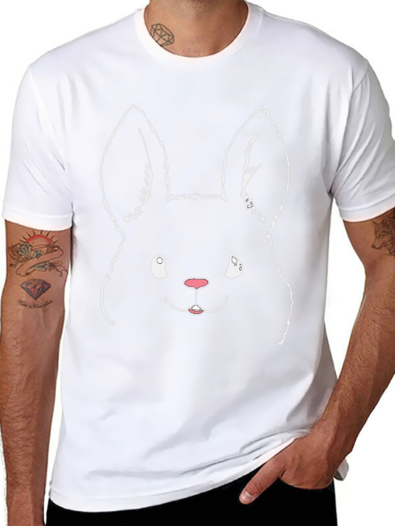 Black Bunny Tee - Whimsical Graphic T-Shirt