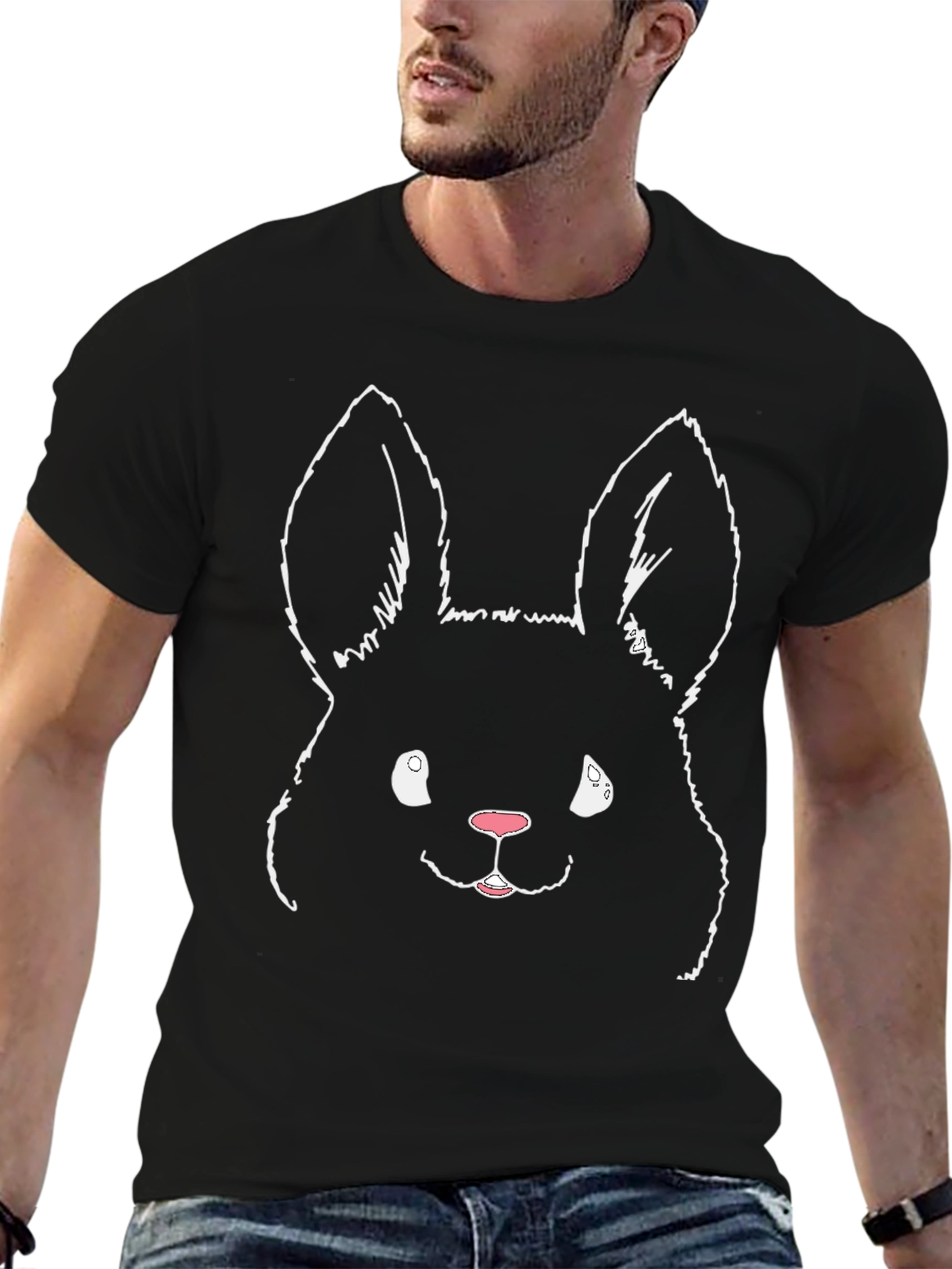 Black Bunny Tee - Whimsical Graphic T-Shirt