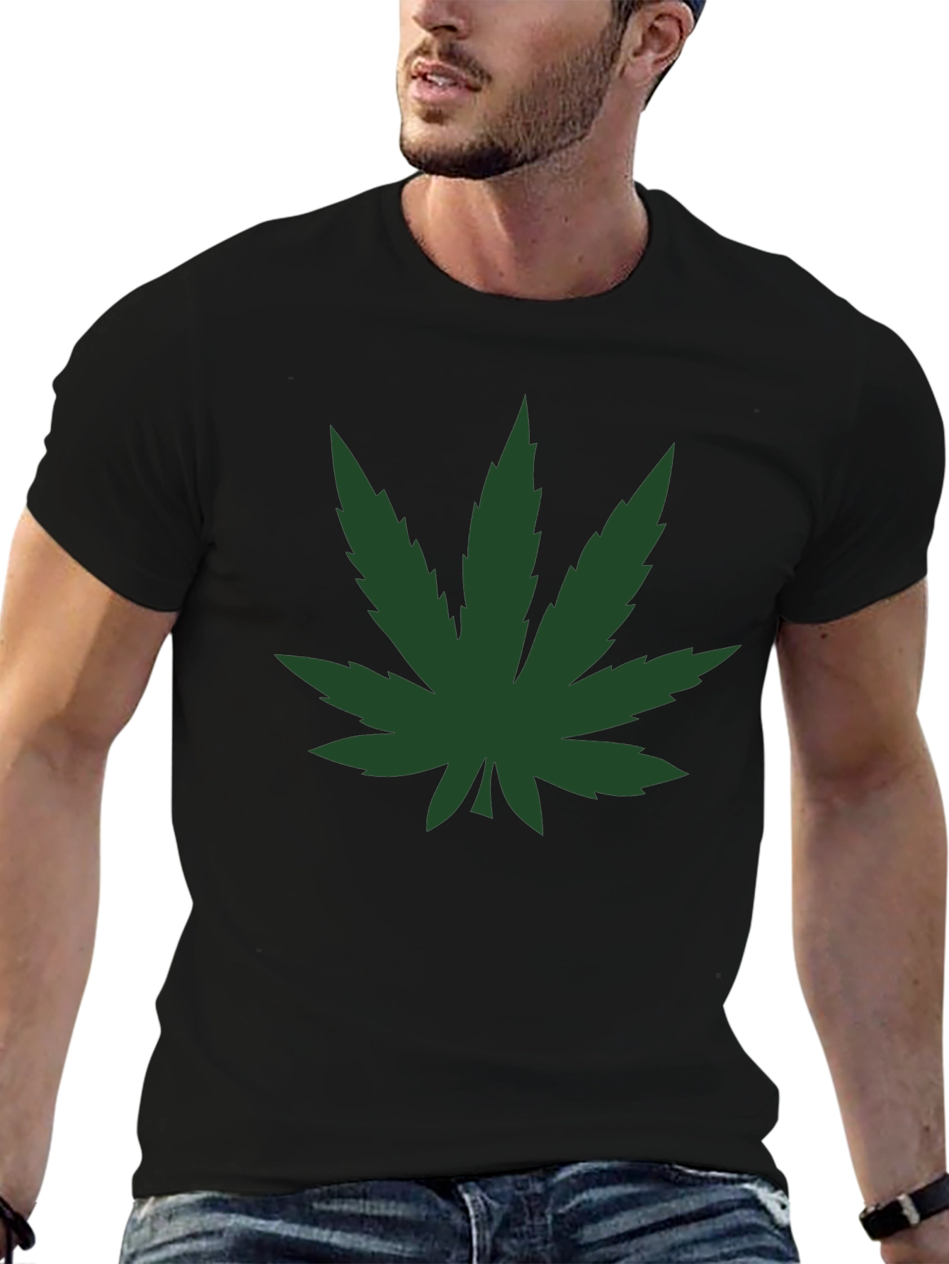Cannabis Leaf Graphic Black T-Shirt
