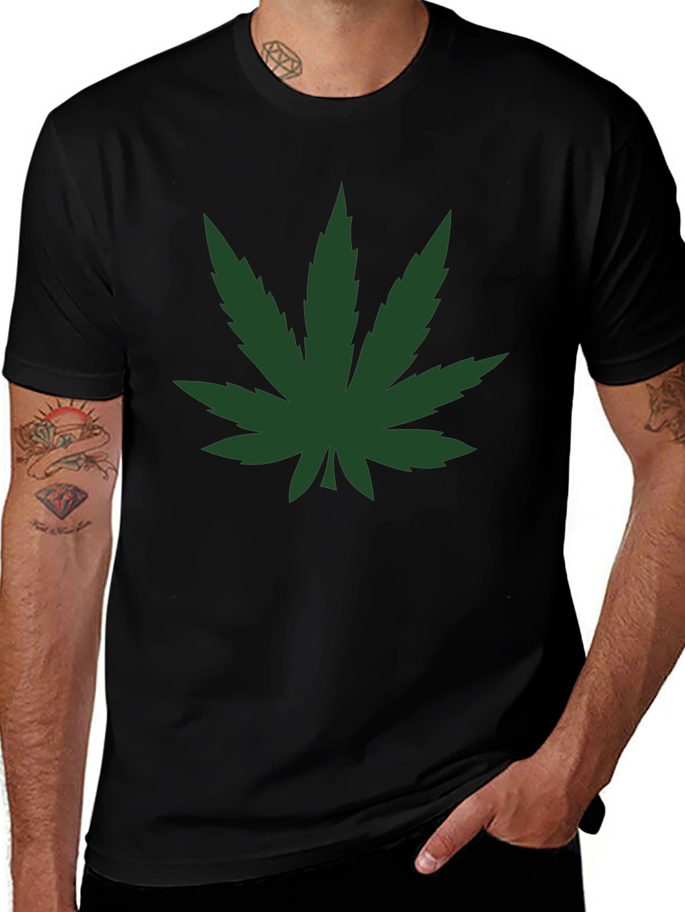 Cannabis Leaf Graphic Black T-Shirt