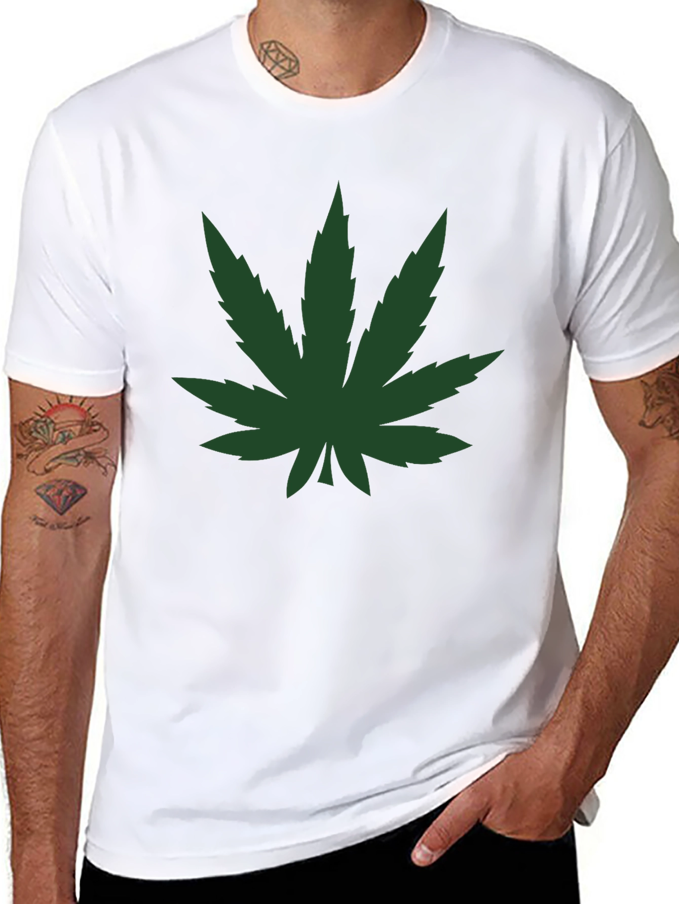 Cannabis Leaf Graphic Black T-Shirt