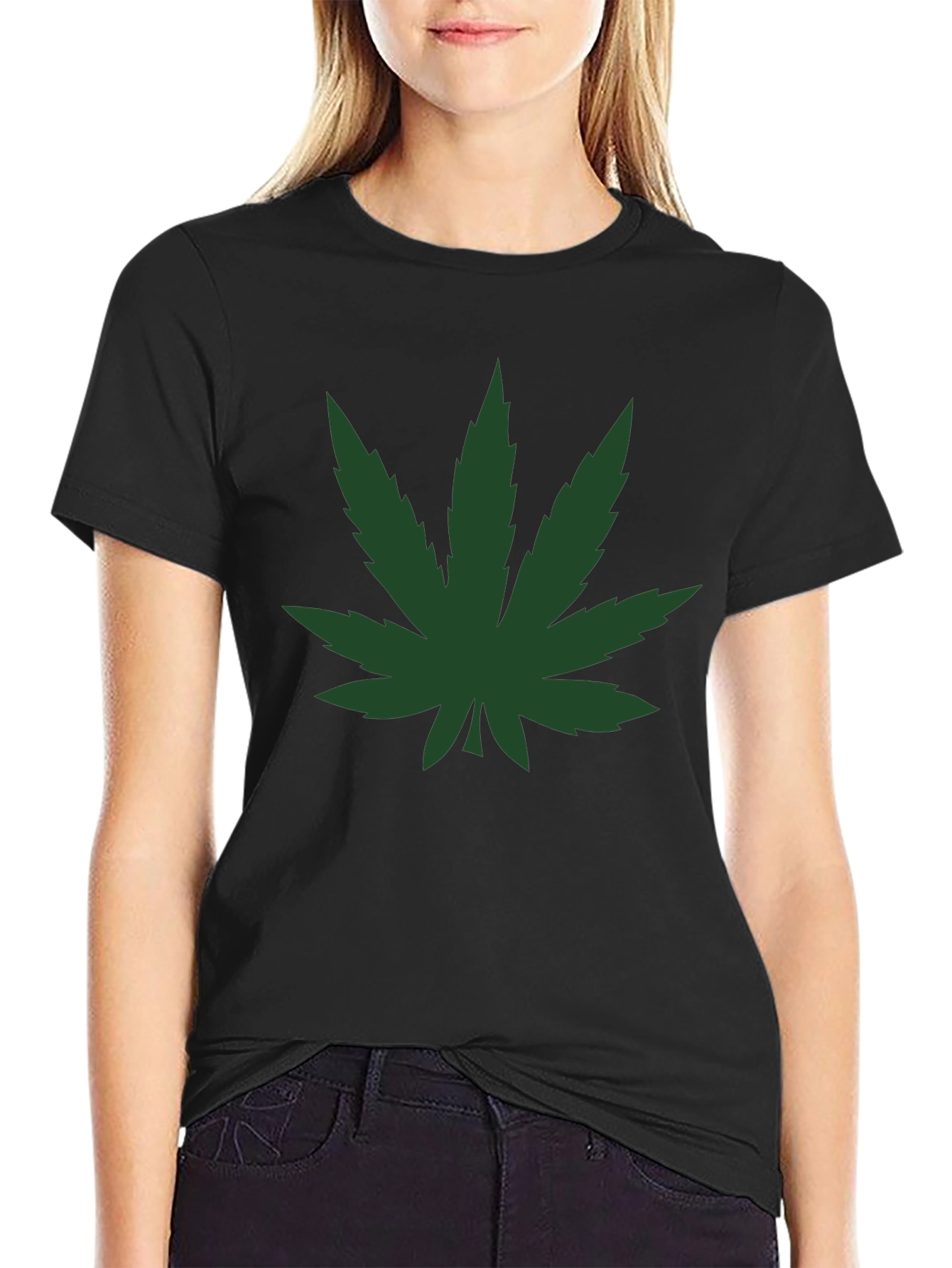 Cannabis Leaf Graphic Black T-Shirt