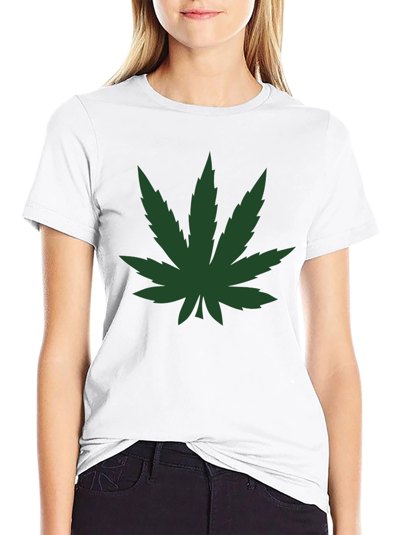 Cannabis Leaf Graphic Black T-Shirt