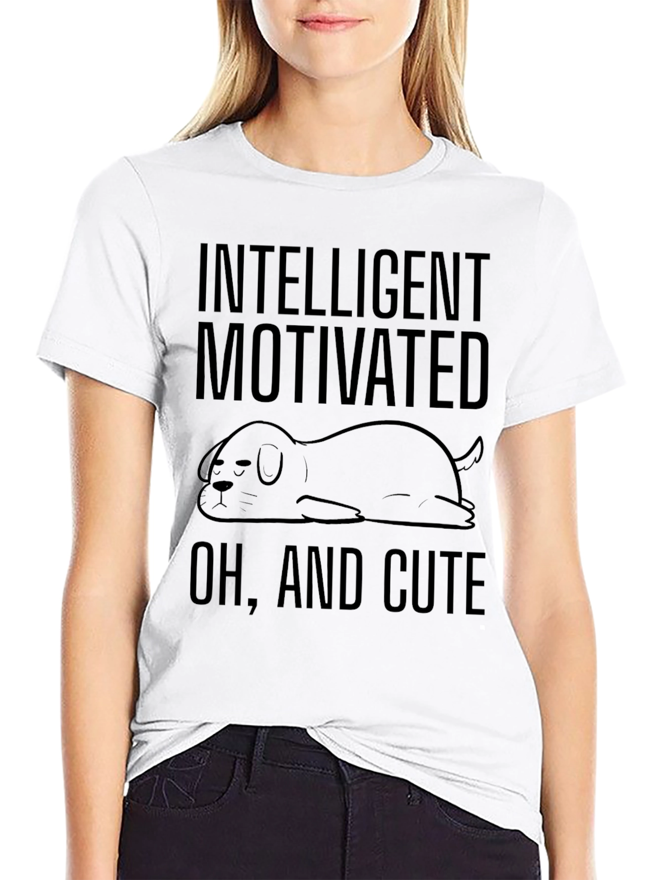 Intelligent Motivated Cute Dog Graphic T-Shirt