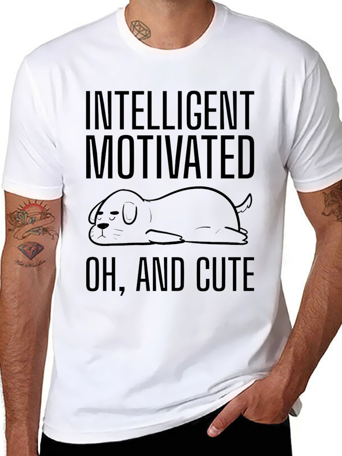 Intelligent Motivated Cute Dog Graphic T-Shirt