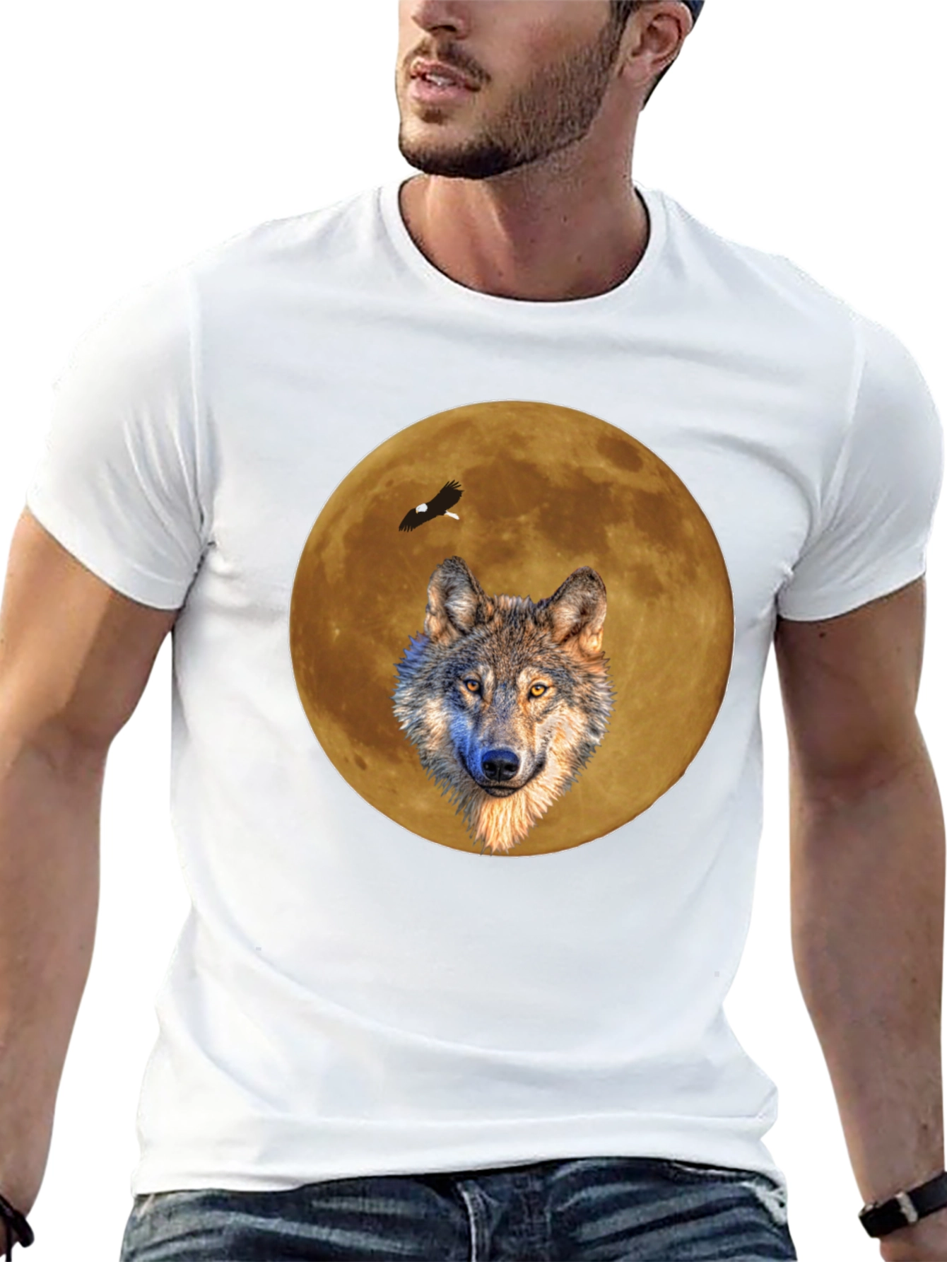 Wolf Moon Graphic Tee - Black Casual T-Shirt