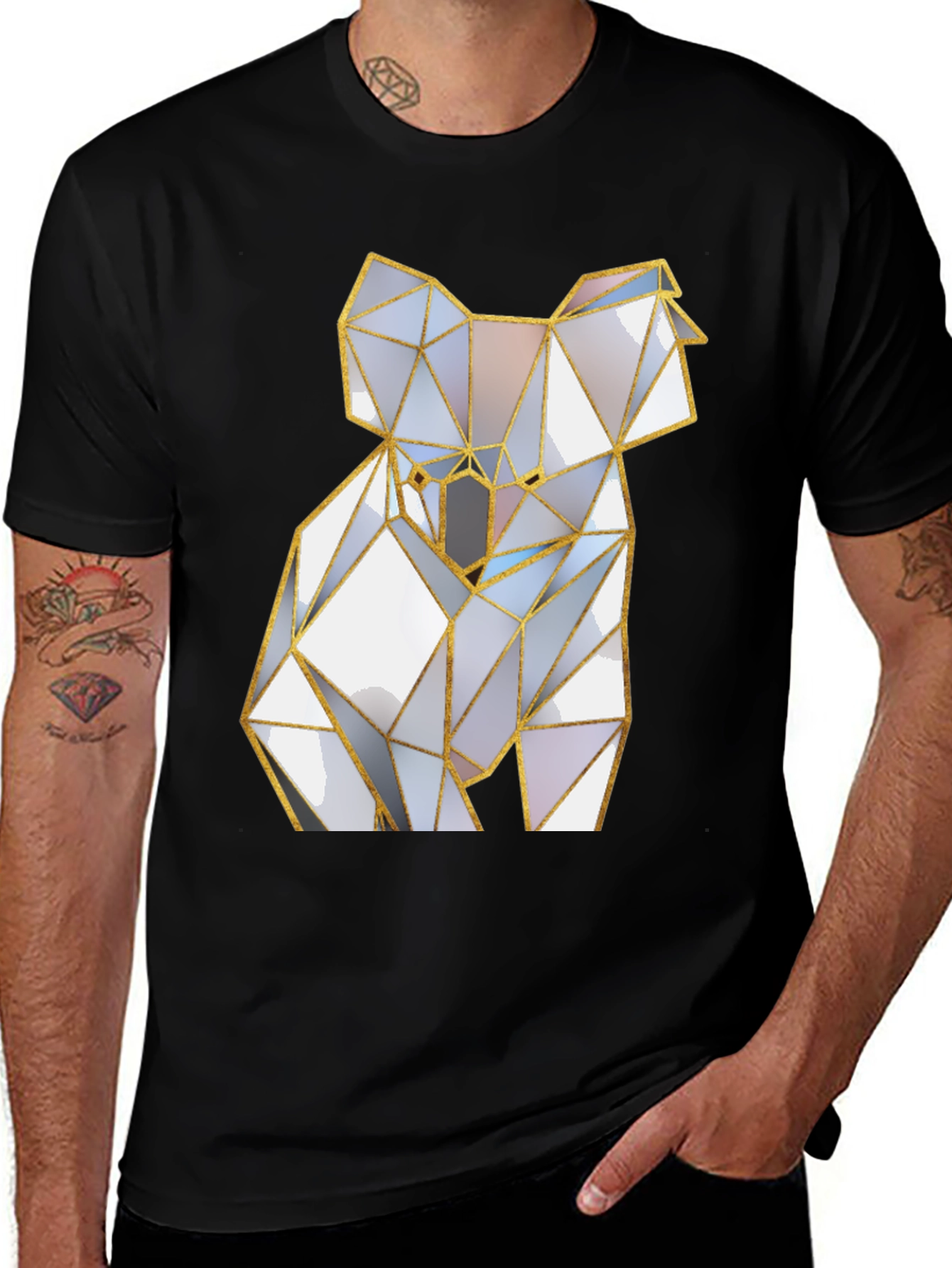 Geometric Koala Graphic Tee - Modern Style