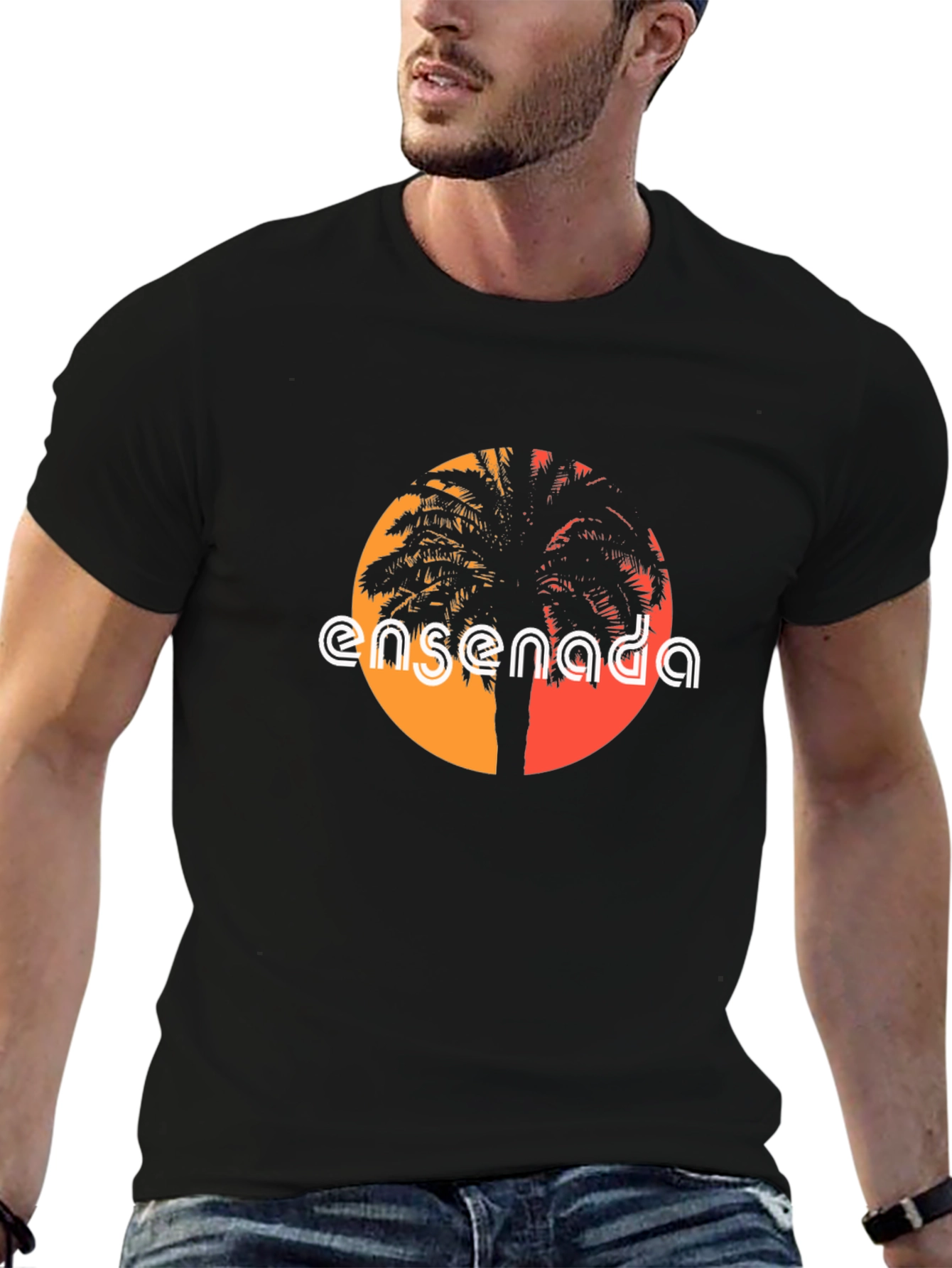 Ensenada Palm Tree Graphic Tee - Black