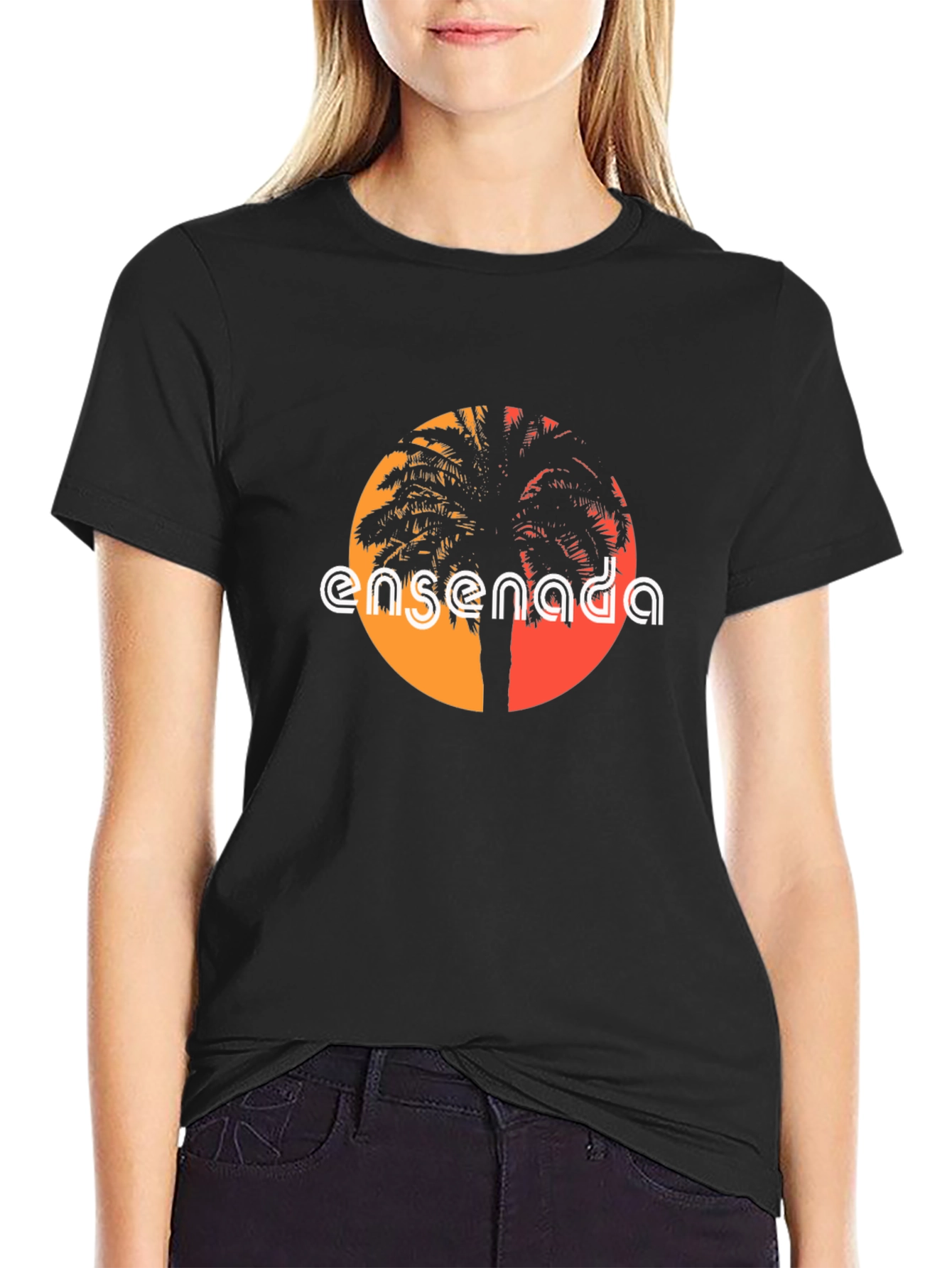 Ensenada Palm Tree Graphic Tee - Black