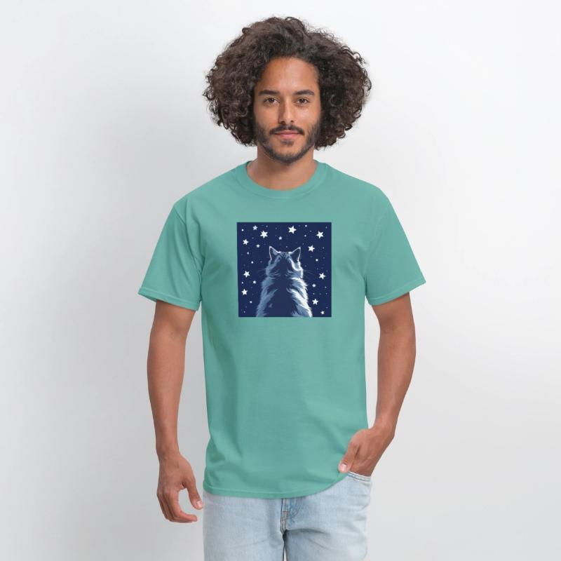 Star Gazer Cat Illustration