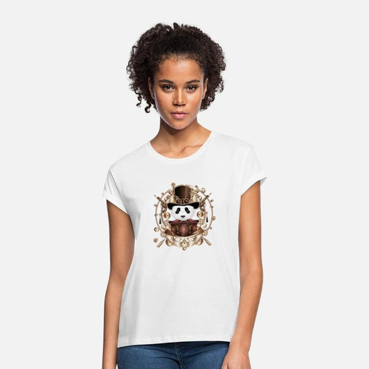 Steampunk panda with top hat in sepia frame