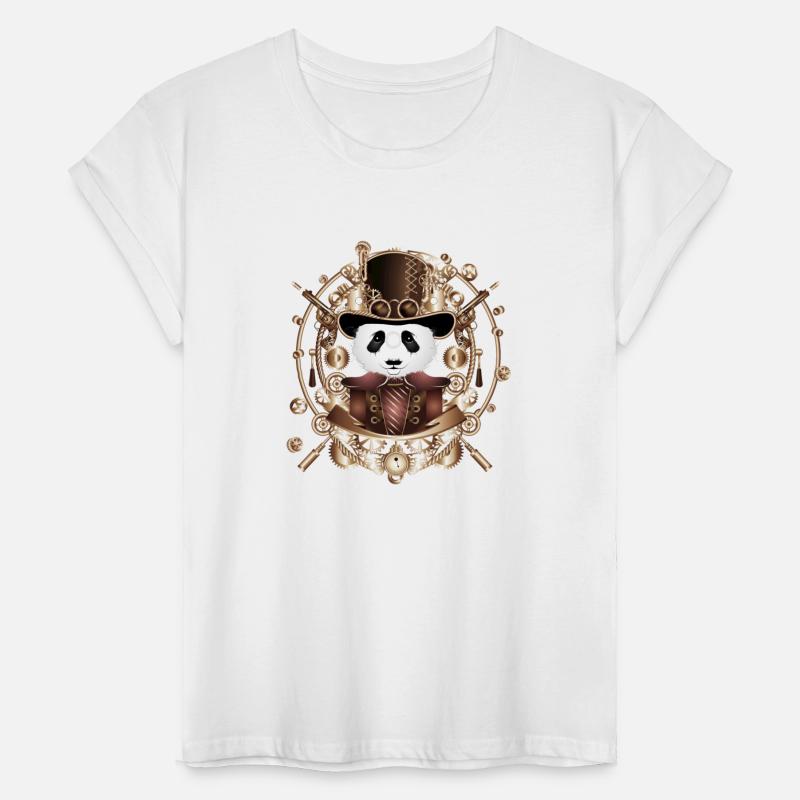 Steampunk panda with top hat in sepia frame