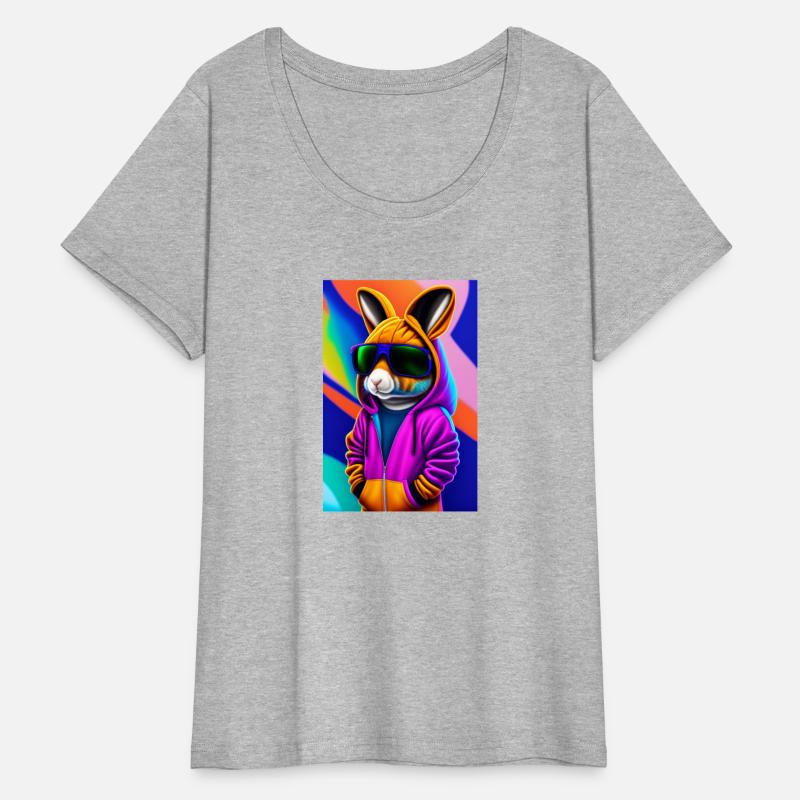 stuffed rabbit wearing a colorful hoodie