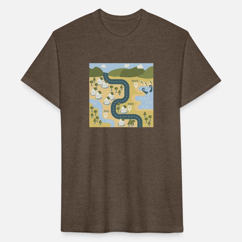 Stylish cartoon landscape map for vacation travel