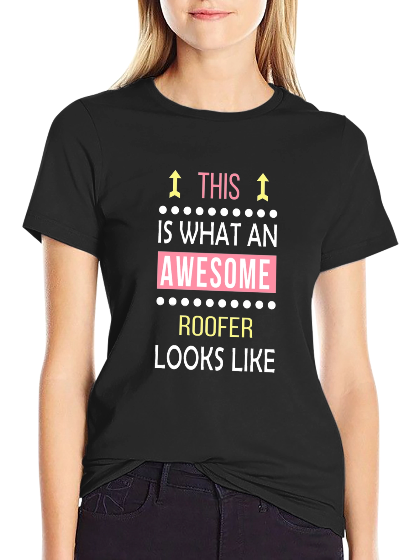 Awesome Roofer T-Shirt - Black Crew Neck