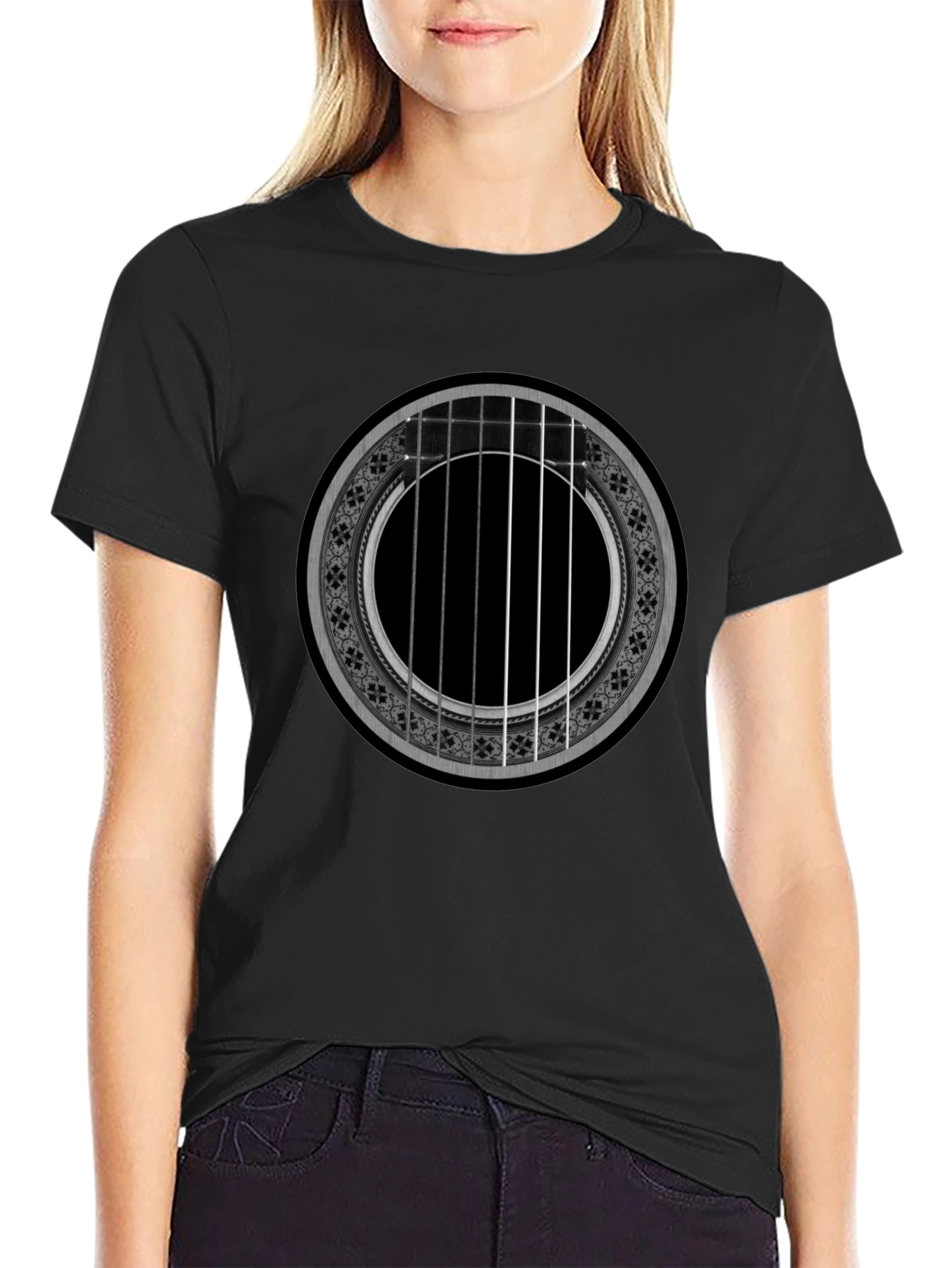 Acoustic Guitar Rose T-Shirt - Music Lover Tee
