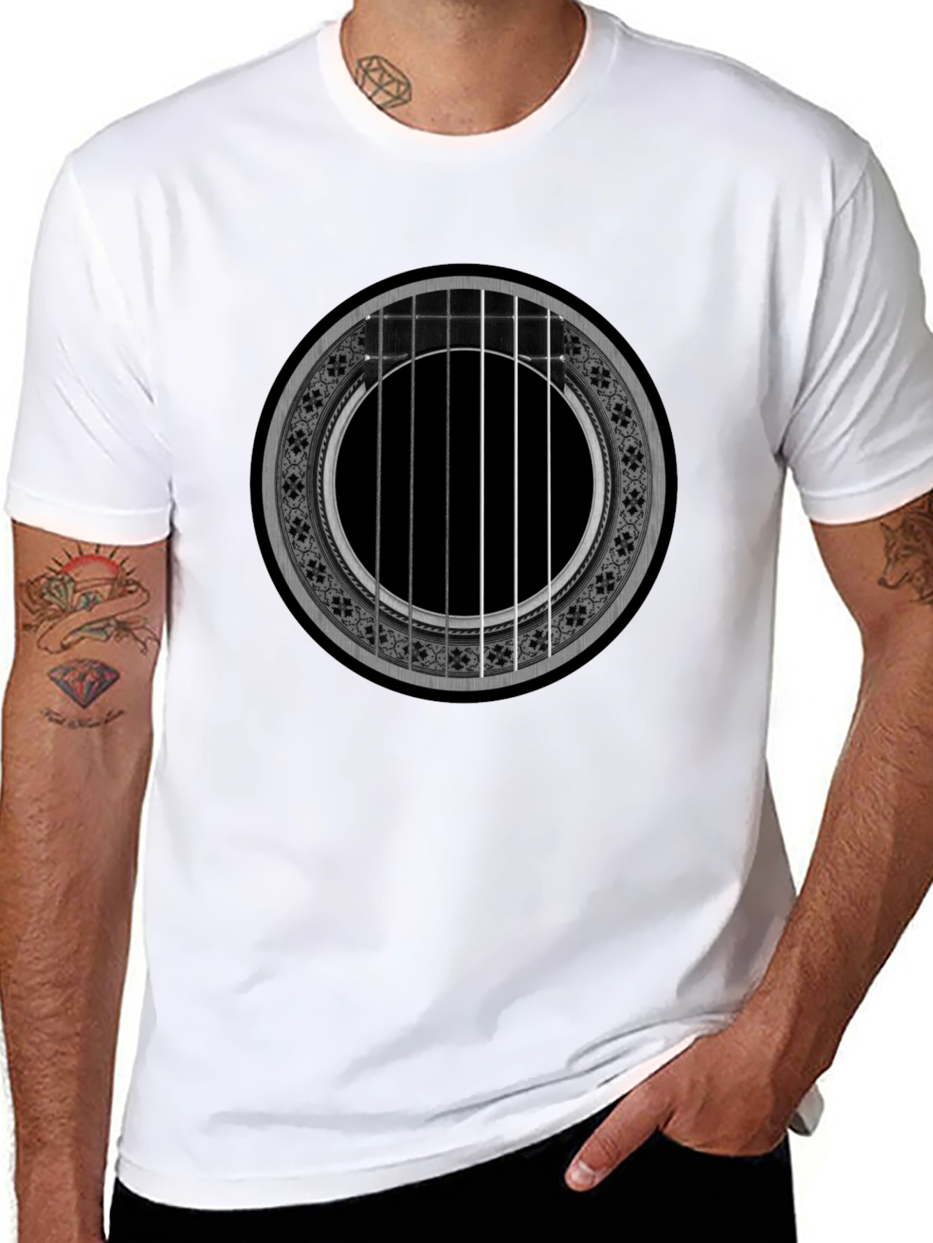 Acoustic Guitar Rose T-Shirt - Music Lover Tee