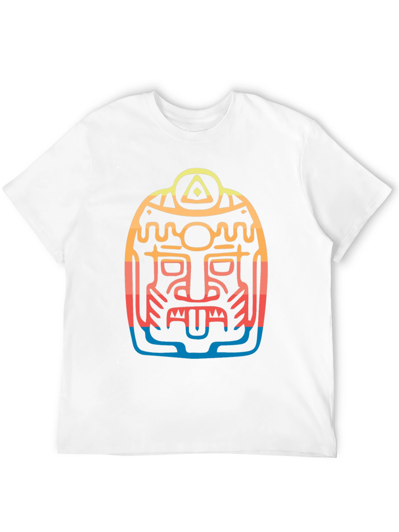 Aztec Mask Graphic Tee - Cool Tribal Design T-Shirt