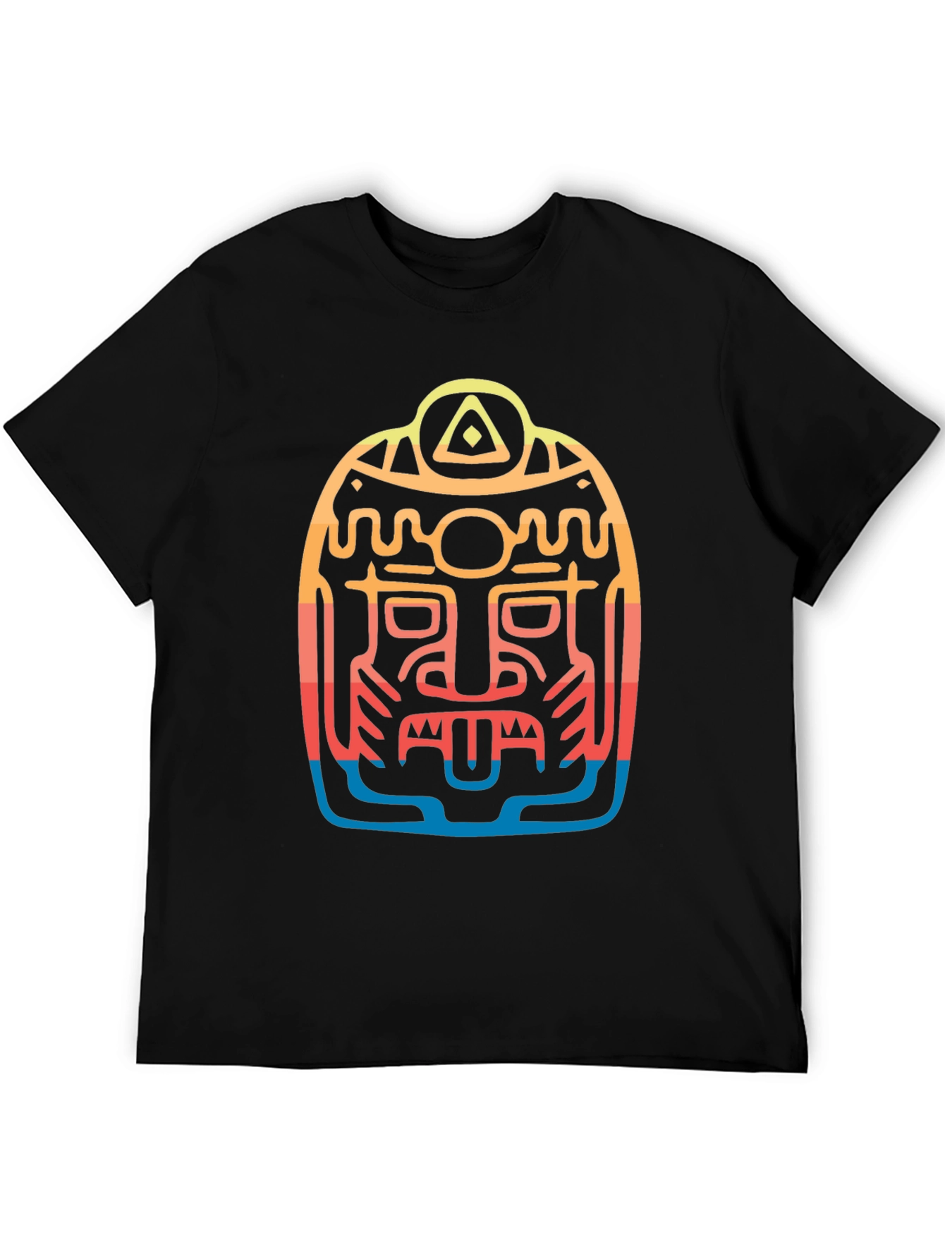 Aztec Mask Graphic Tee - Cool Tribal Design T-Shirt
