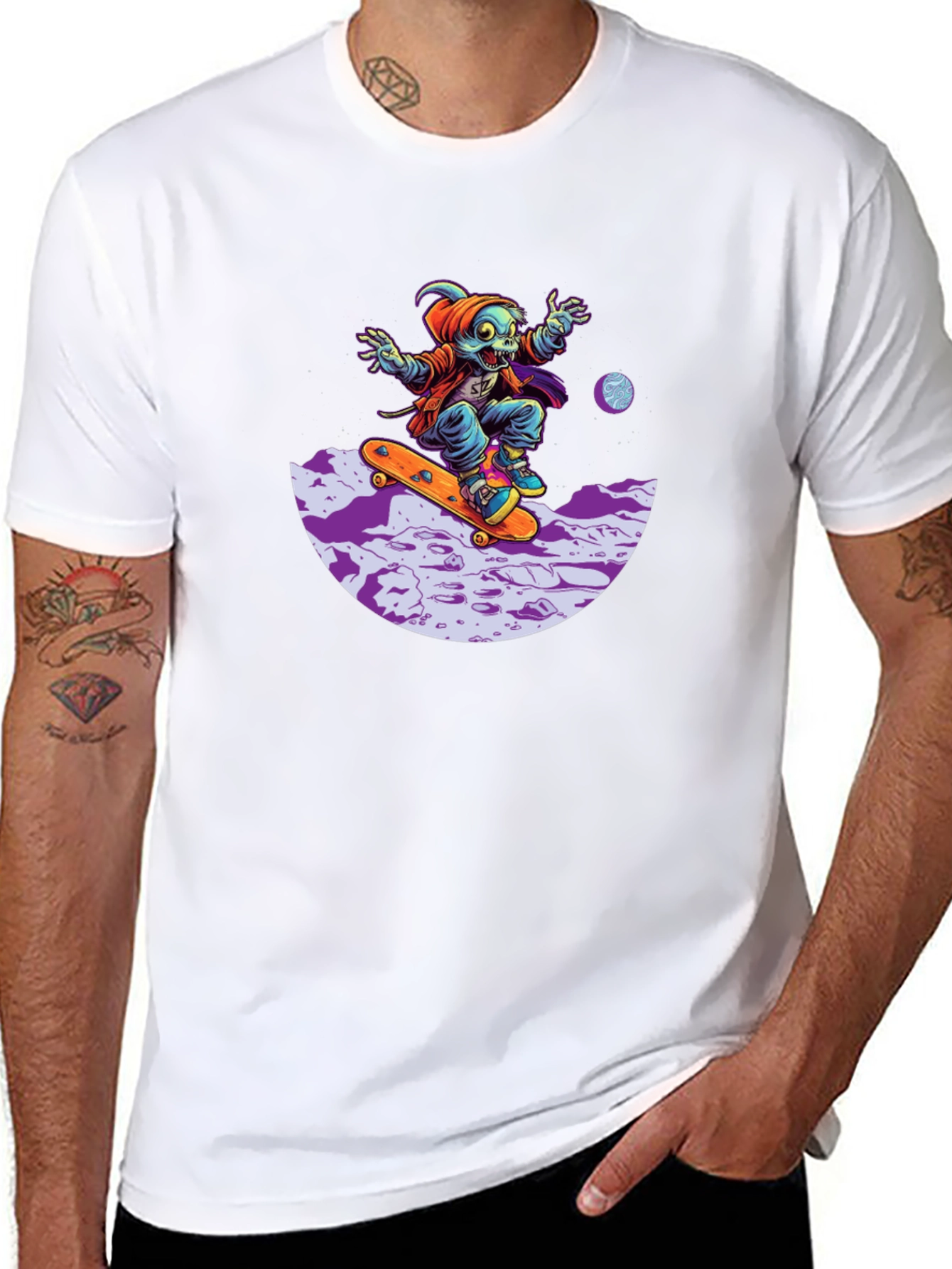Skateboarding Alien Black T-Shirt