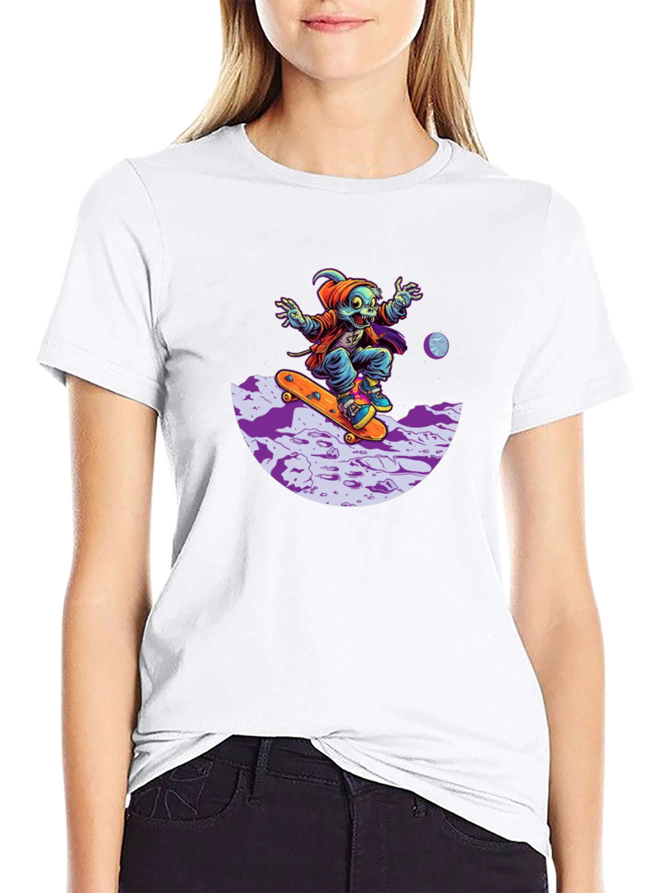Skateboarding Alien Black T-Shirt
