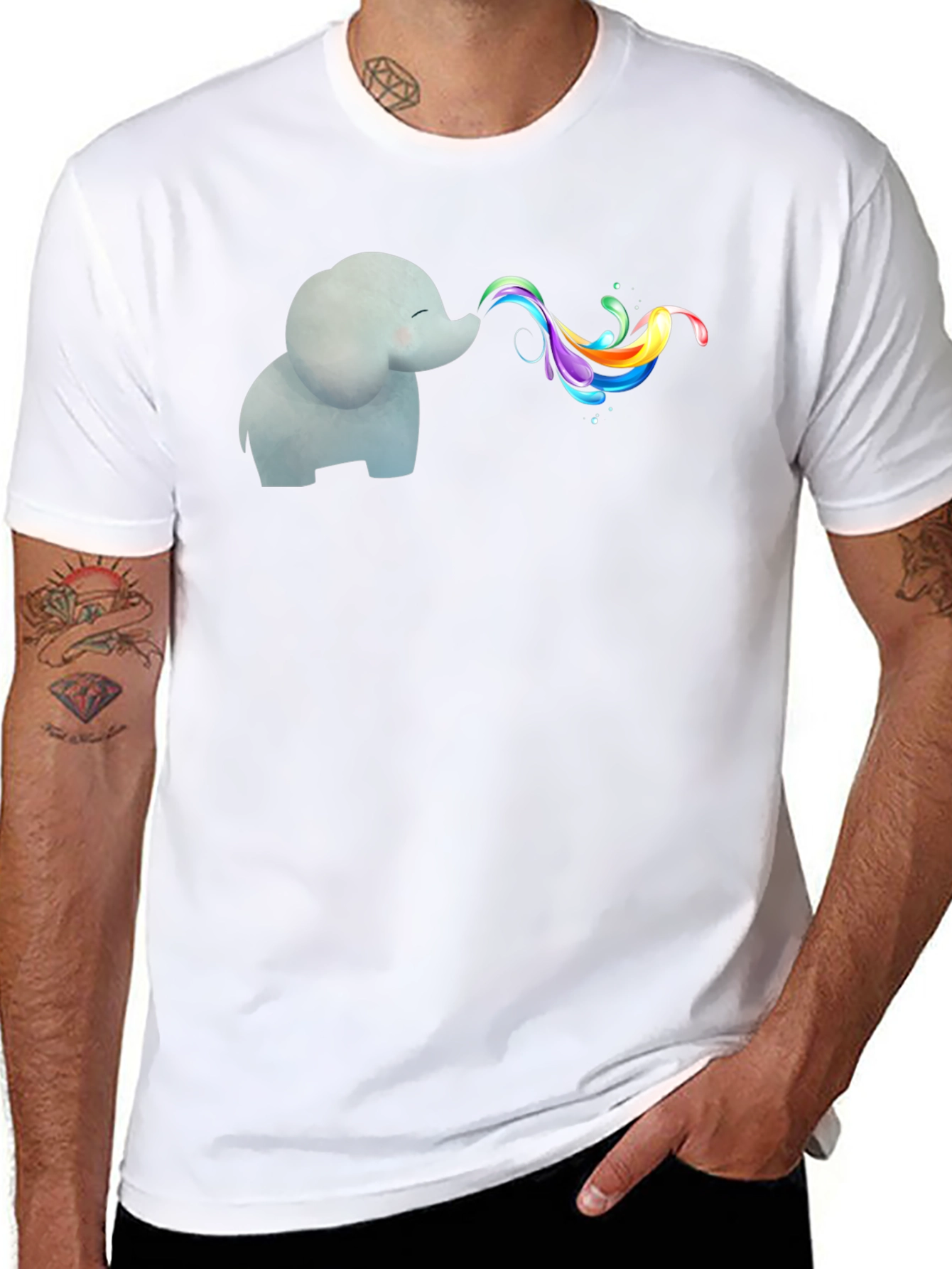 Elephant Rainbow T-Shirt - Whimsical Graphic Tee