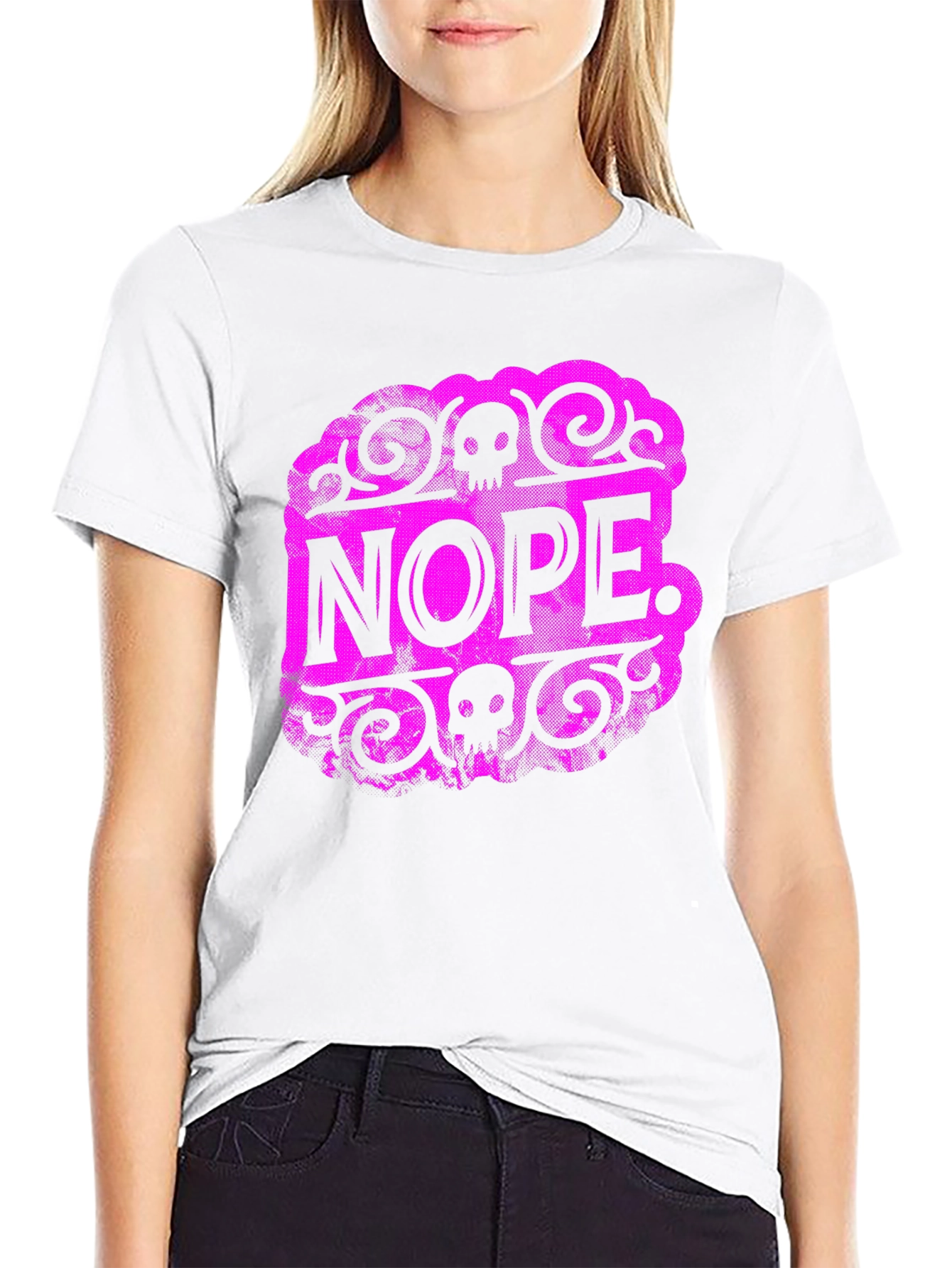Nope Skull Graphic T-Shirt - Black