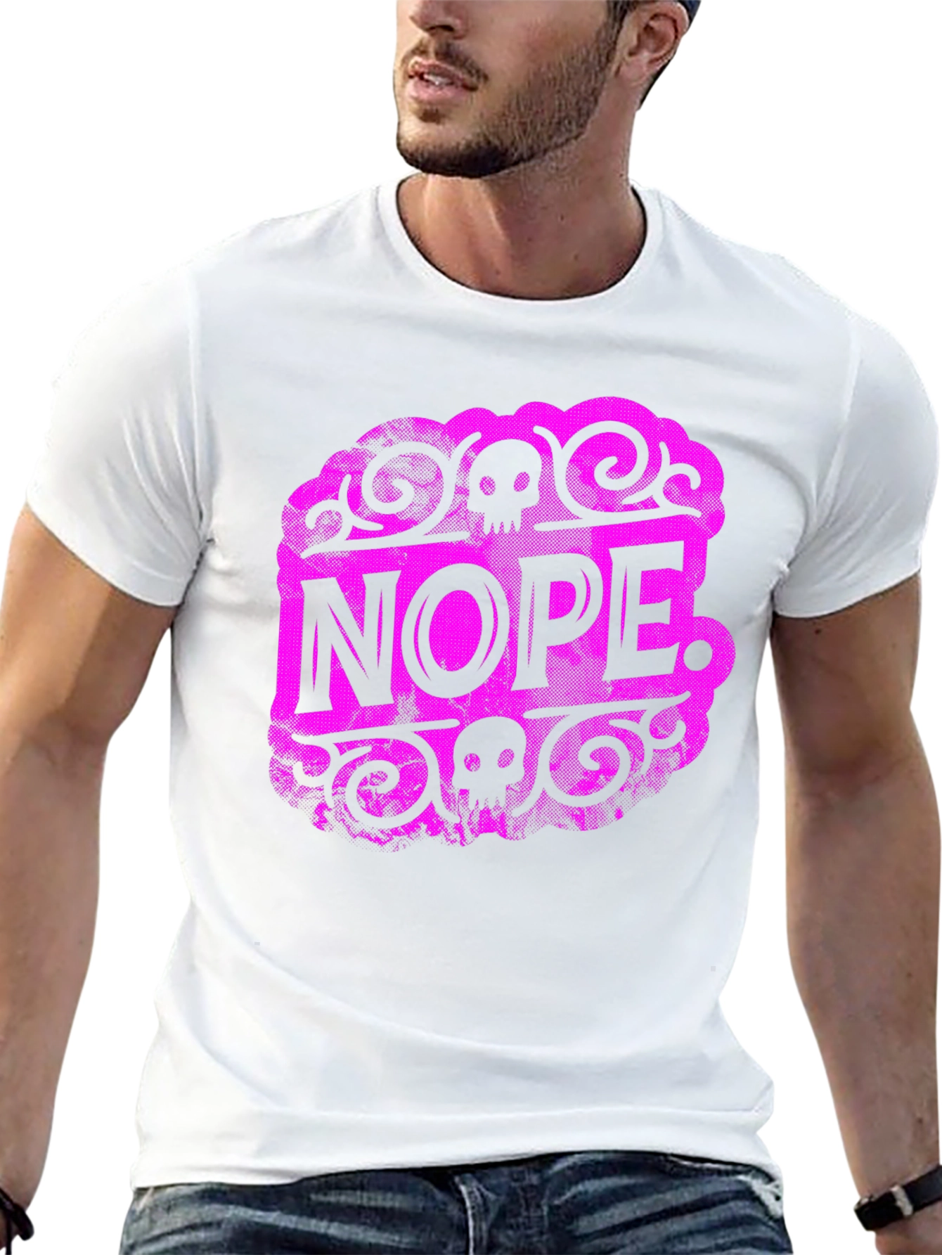 Nope Skull Graphic T-Shirt - Black
