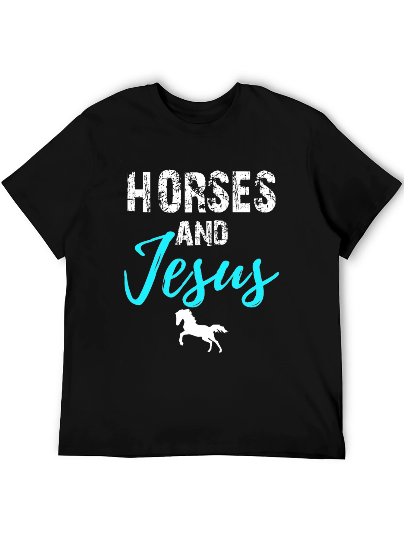 Horses and Jesus Graphic T-Shirt - Black