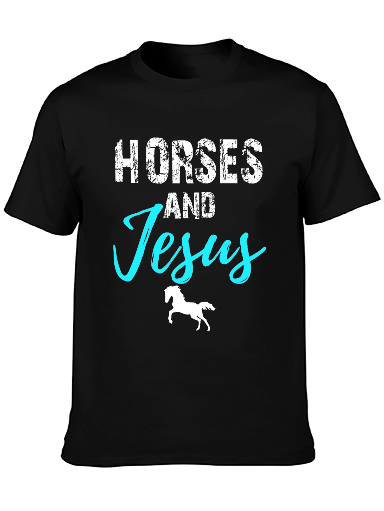 Horses and Jesus Graphic T-Shirt - Black