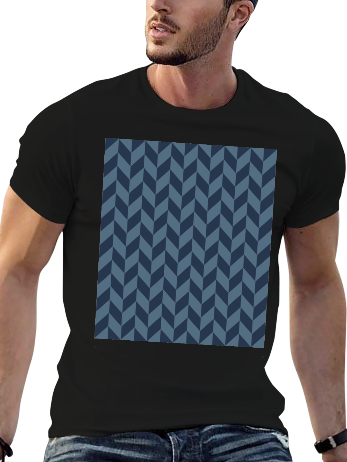 Modern Herringbone Tee - Black