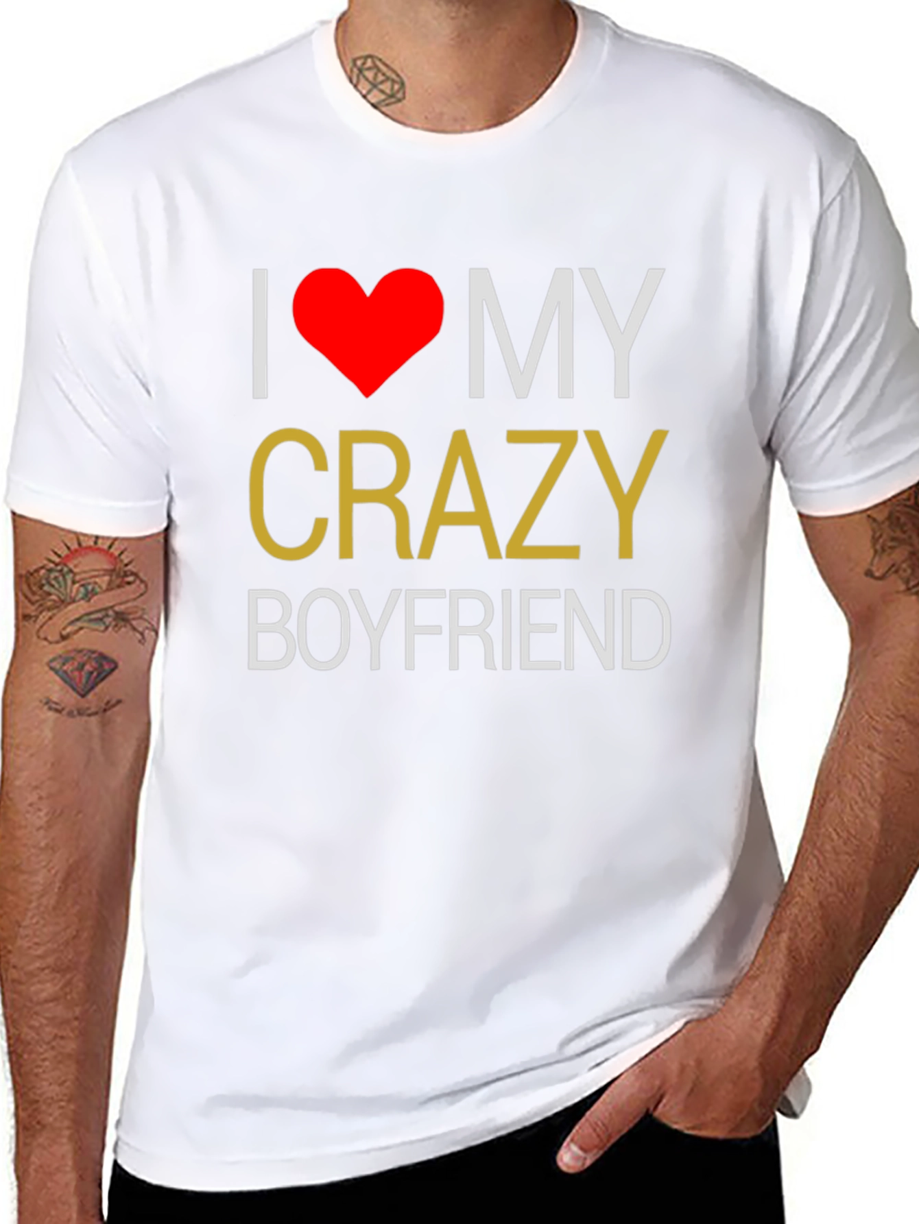 I Love My Crazy Boyfriend T-Shirt - Black