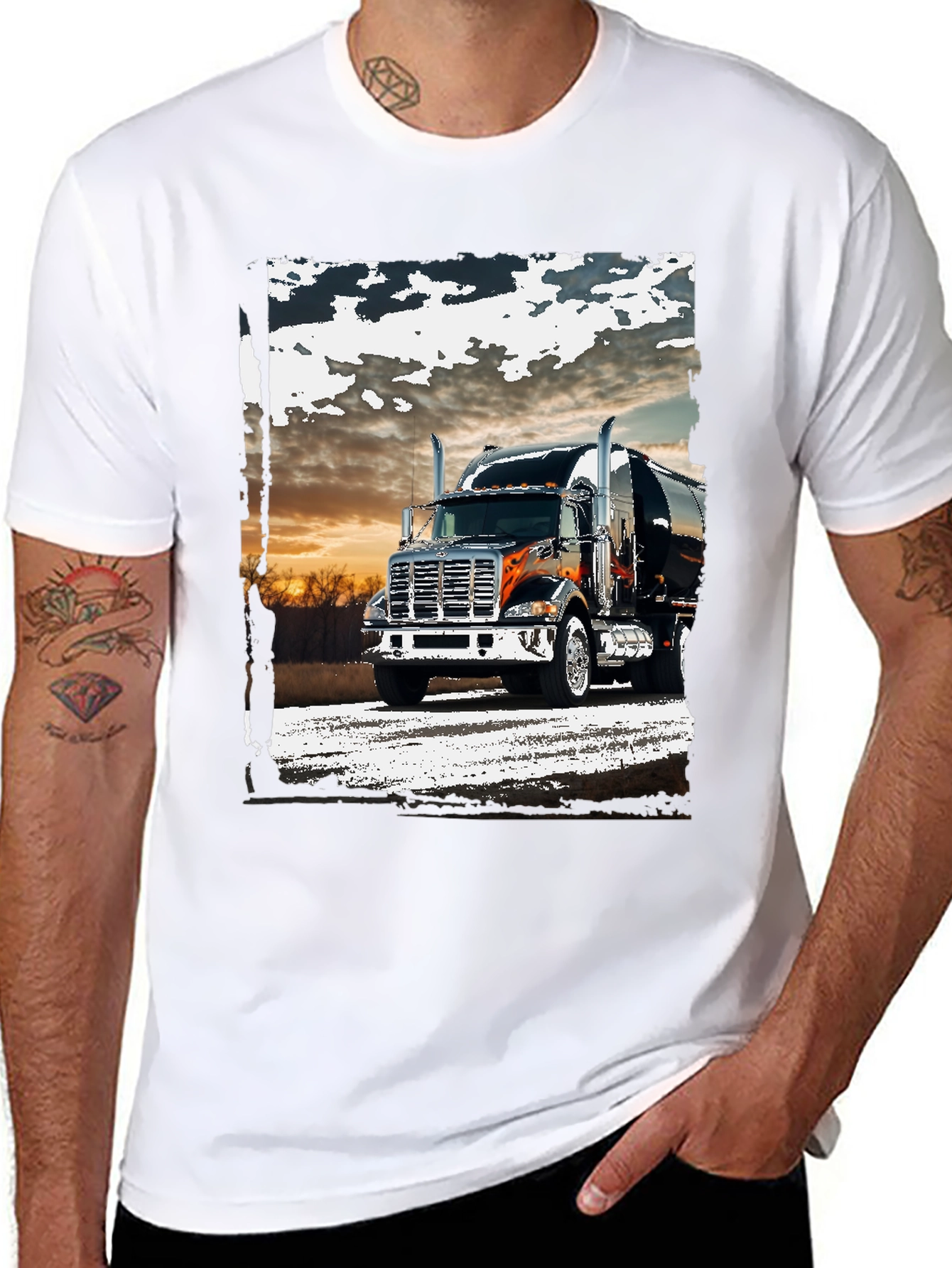 Truck Graphic Tee - Black Cotton Blend