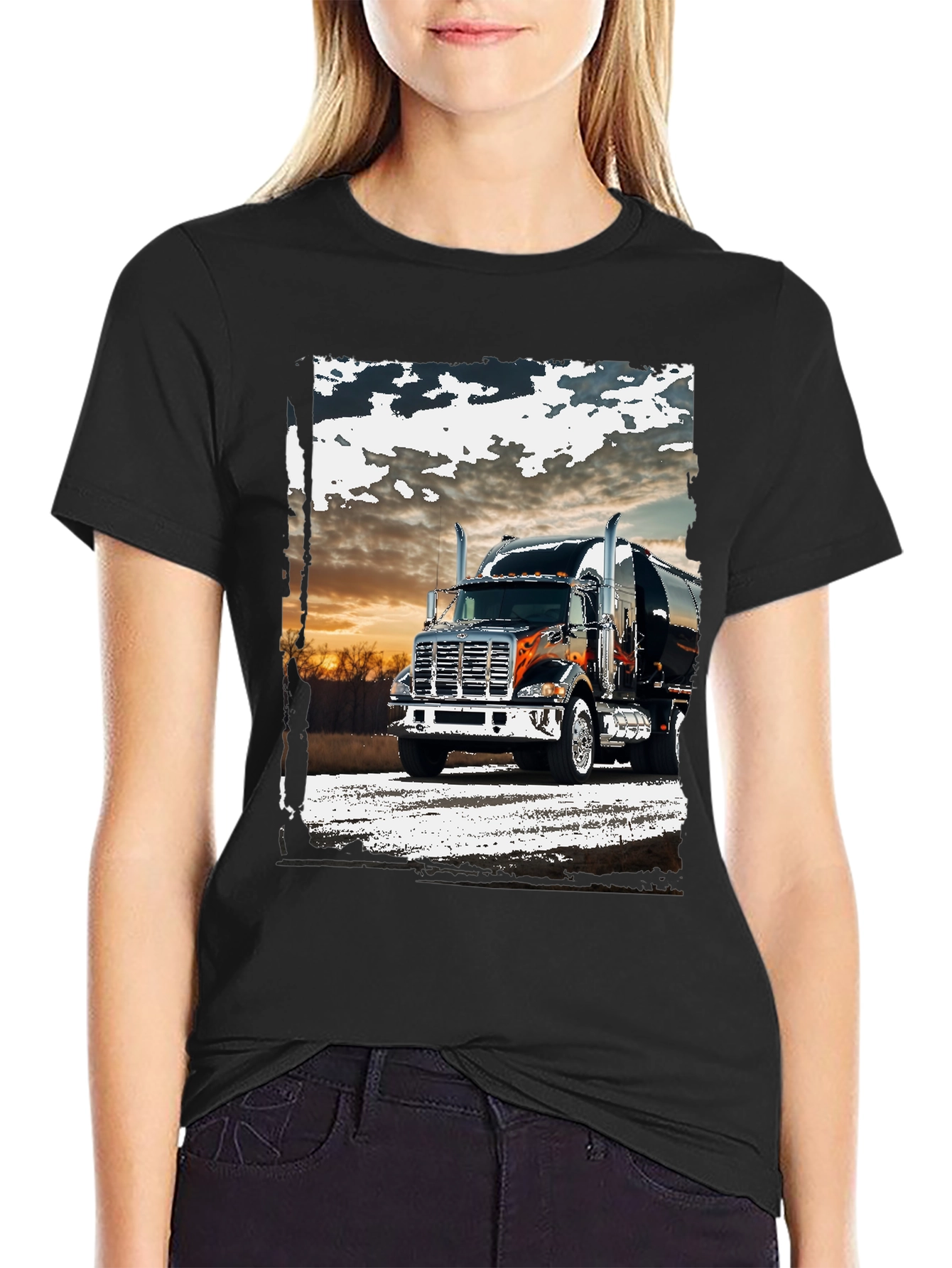 Truck Graphic Tee - Black Cotton Blend