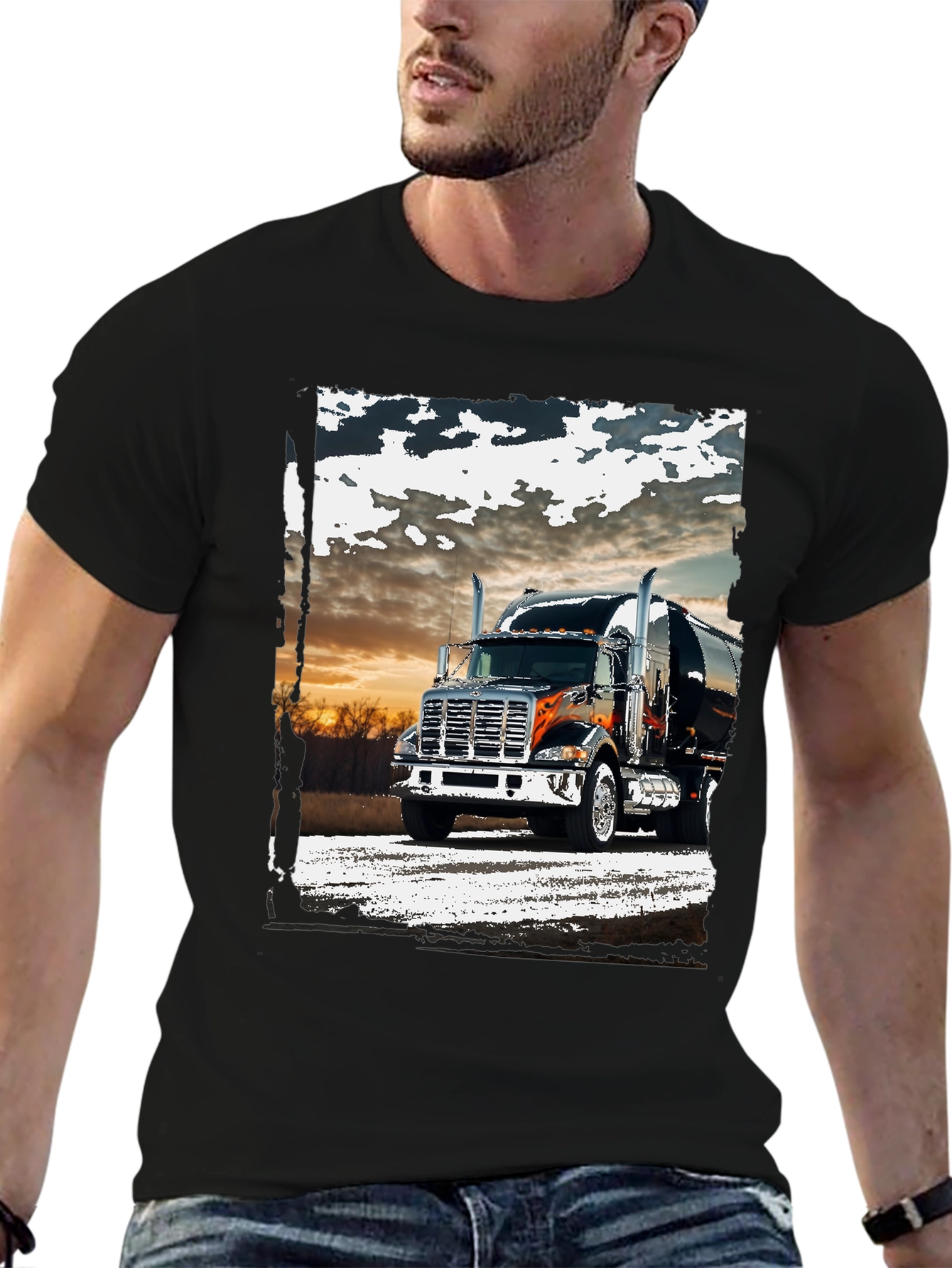 Truck Graphic Tee - Black Cotton Blend