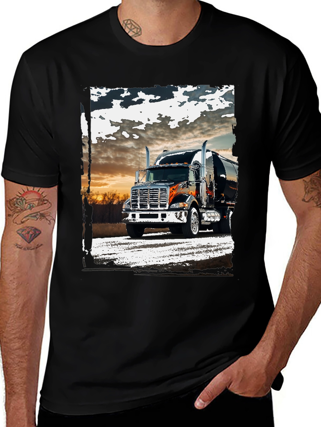 Truck Graphic Tee - Black Cotton Blend