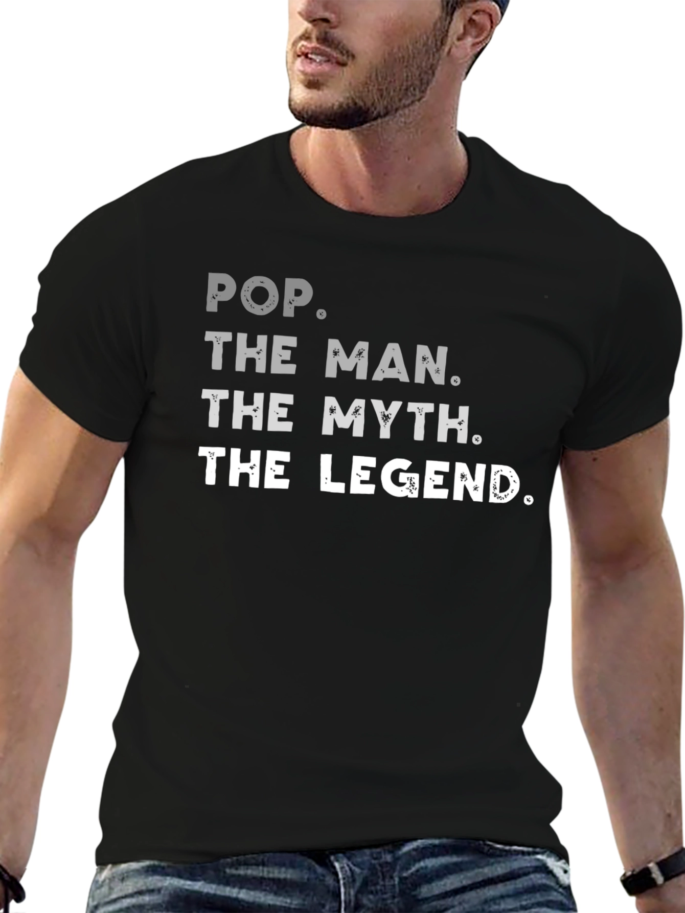 Pop The Man The Myth Legend Black Graphic T-Shirt