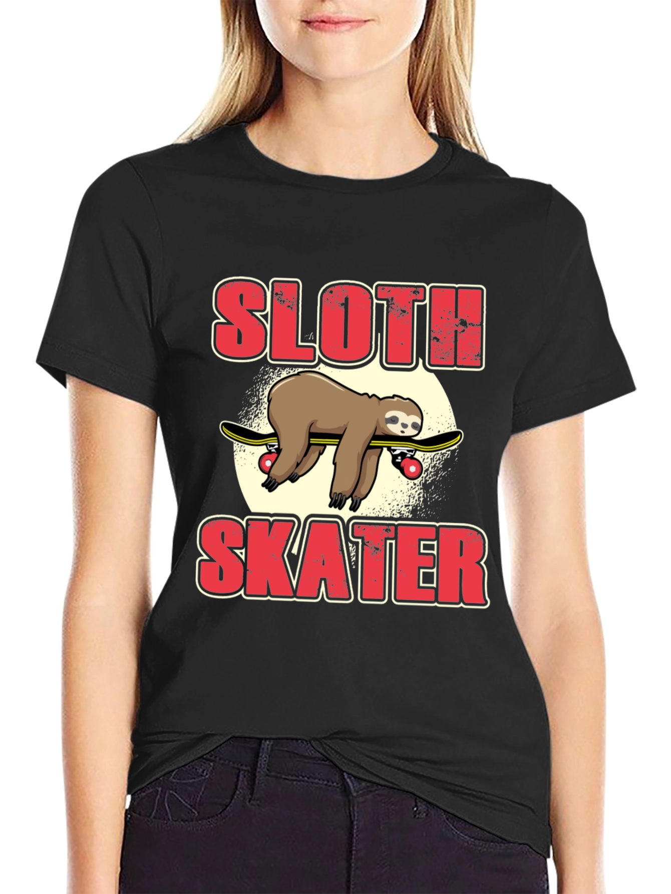 Sloth Skater T-Shirt - Funny Animal Skateboarding Tee