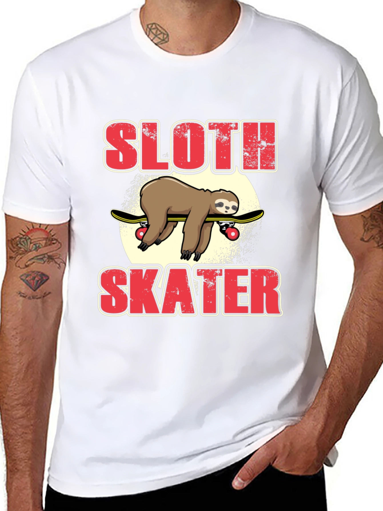 Sloth Skater T-Shirt - Funny Animal Skateboarding Tee