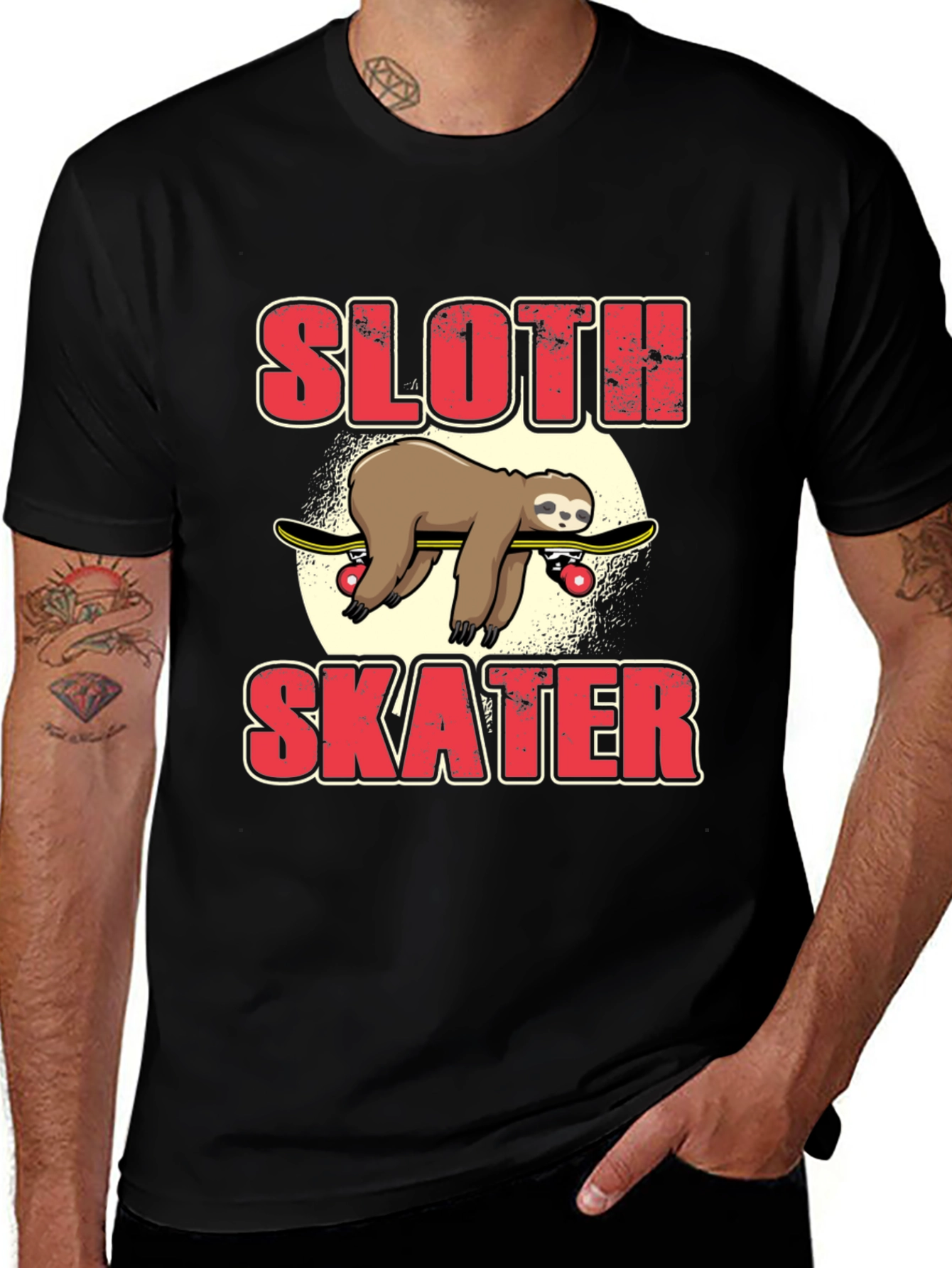 Sloth Skater T-Shirt - Funny Animal Skateboarding Tee