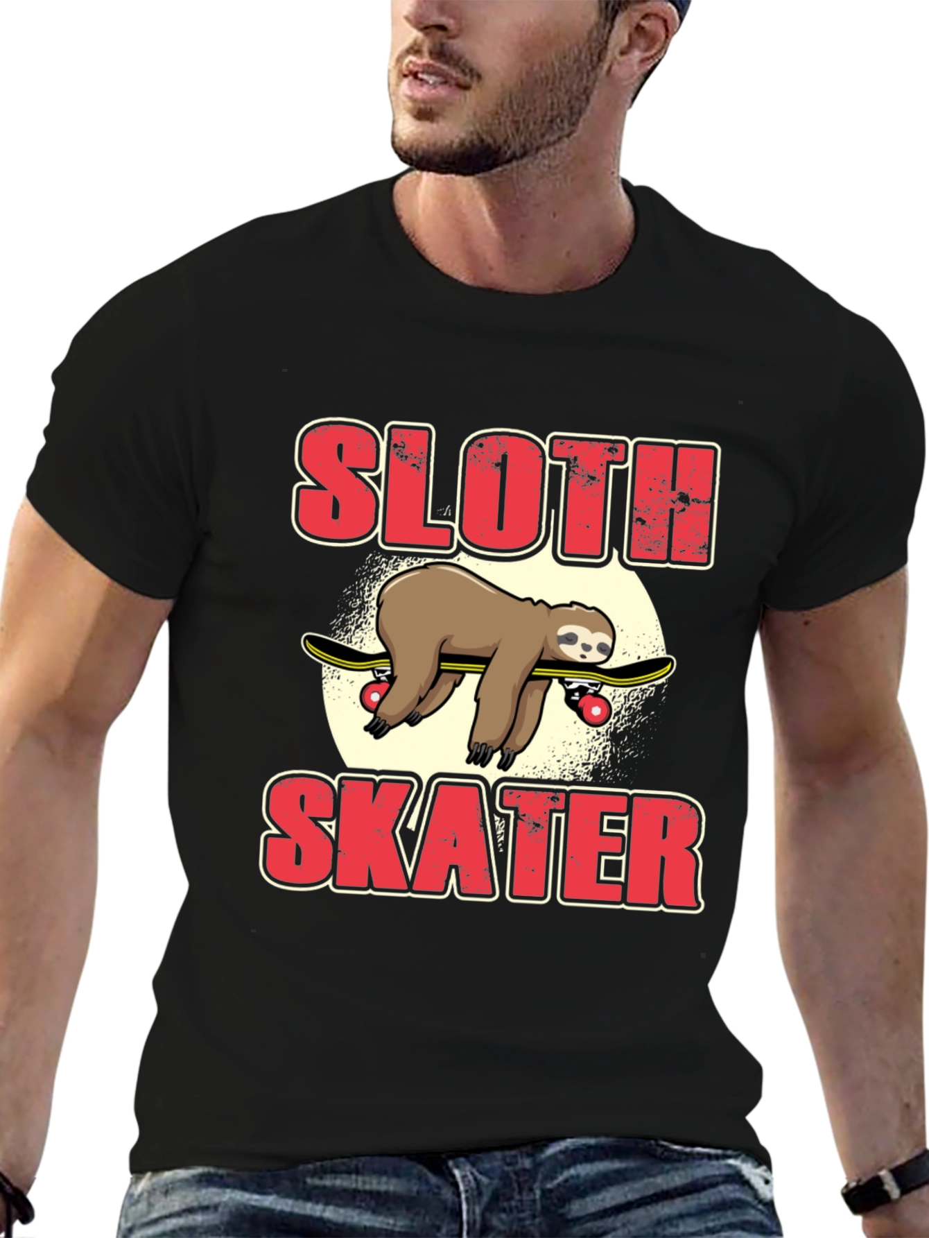Sloth Skater T-Shirt - Funny Animal Skateboarding Tee