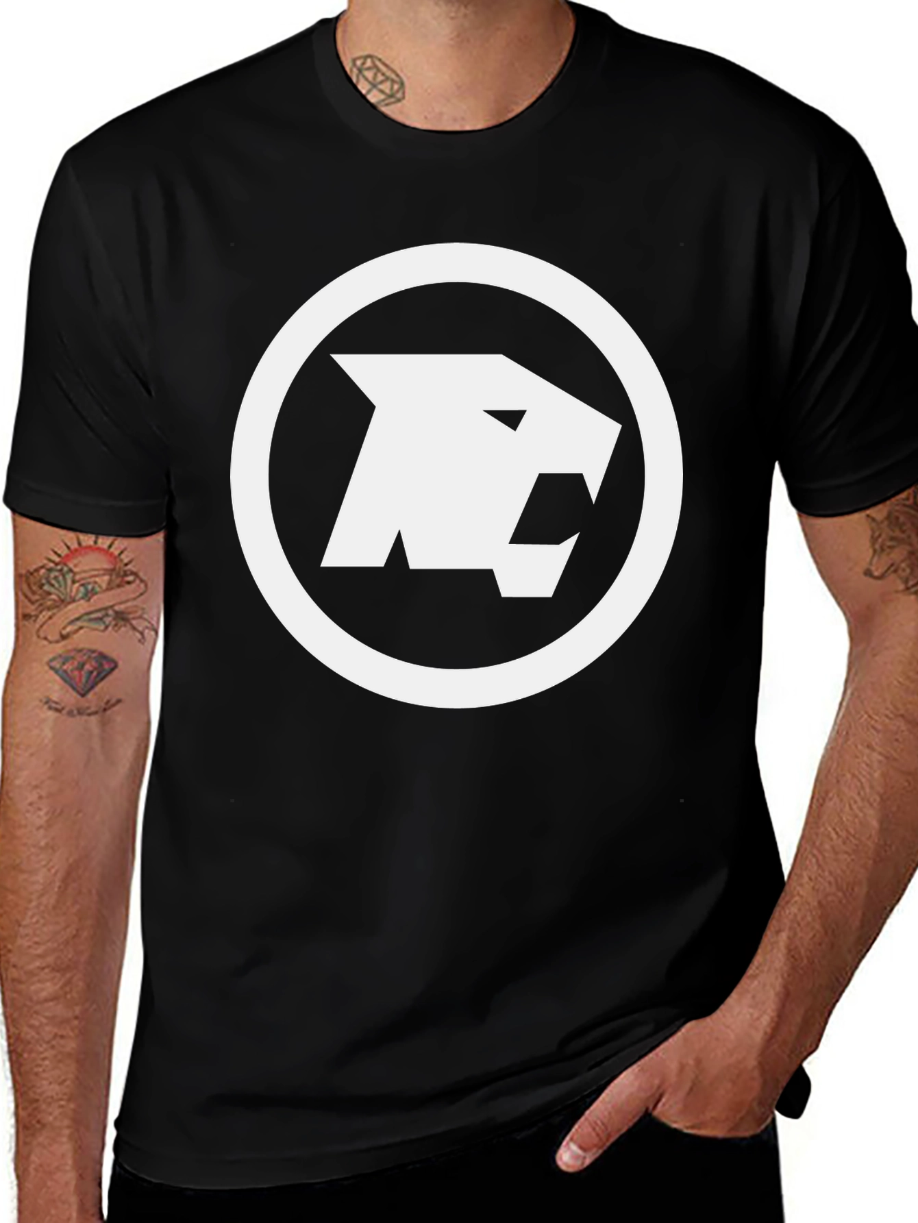 Black Tee with White Panther Logo
