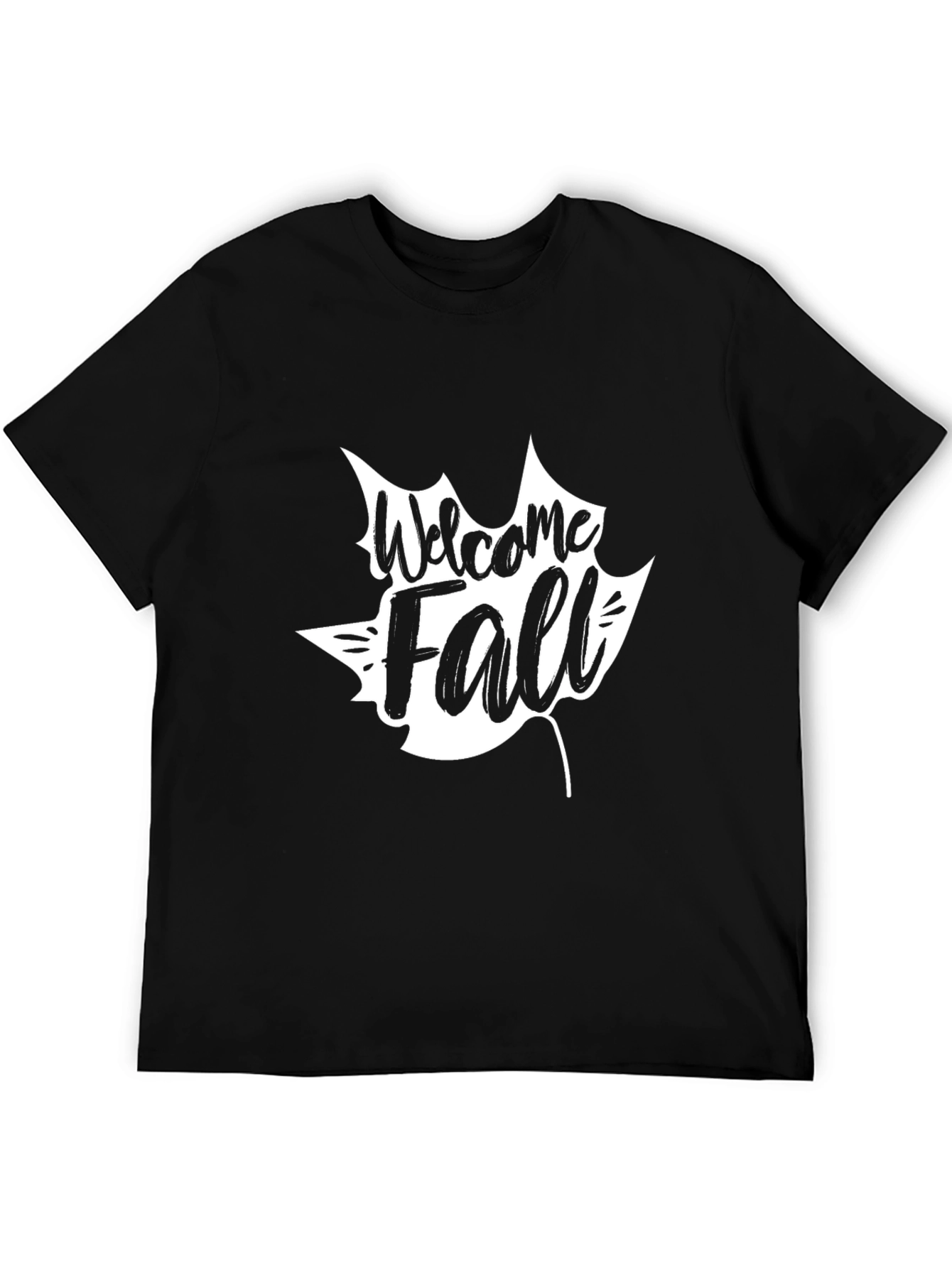 Welcome Fall Graphic Tee - Black Cotton Casual T-Shirt